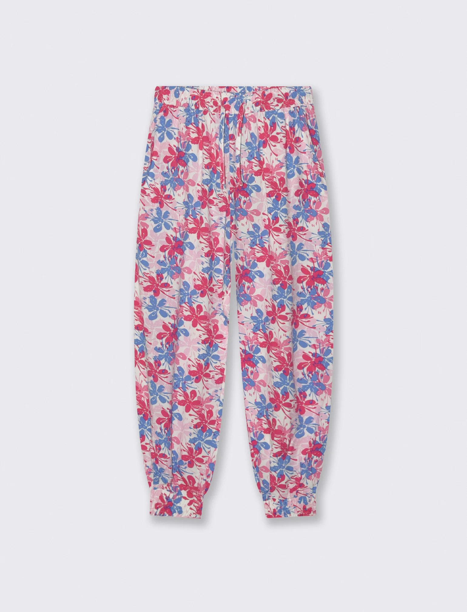 Jogger in viscosa con stampa e comfort - Fuxia