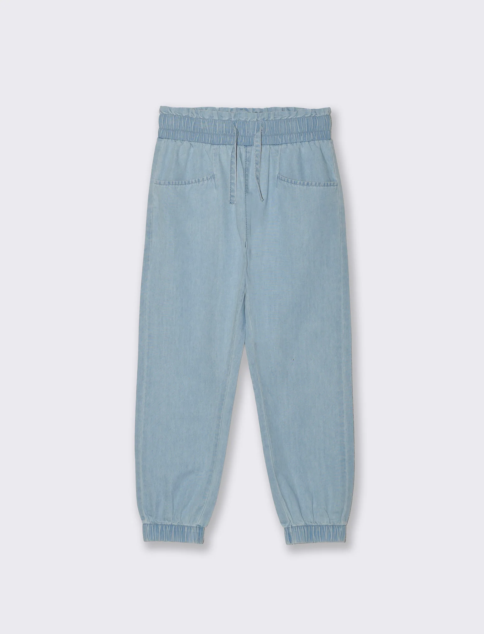 Jogger lungo in chambray con tasche - Denim chiaro - Image 2