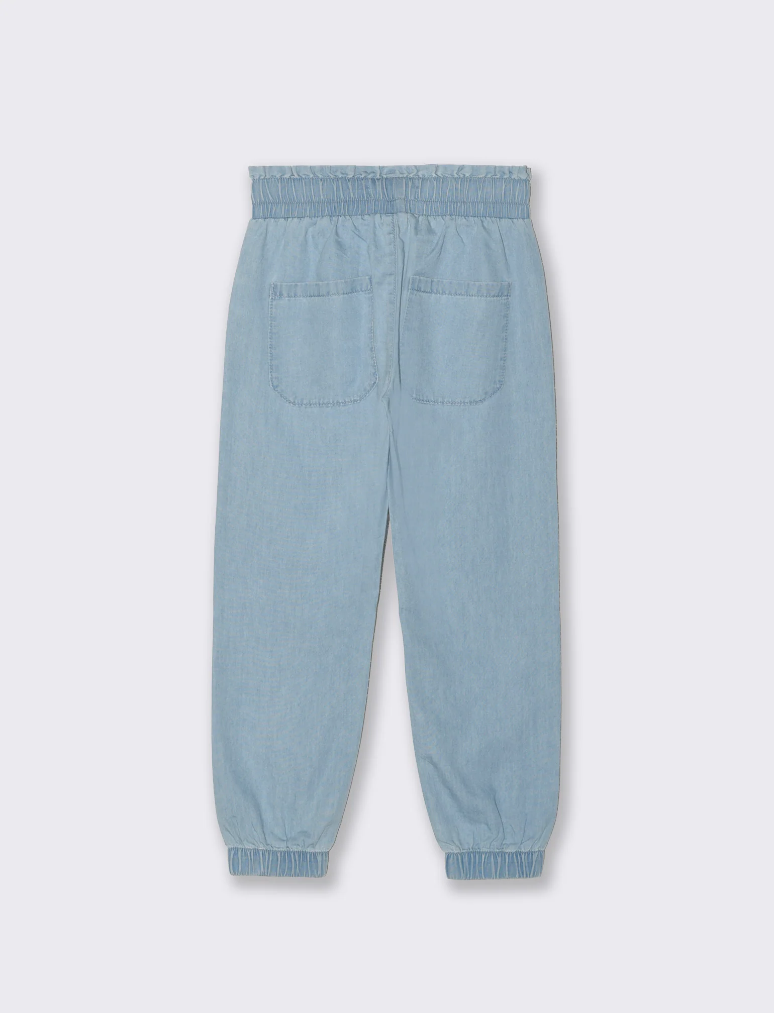 Jogger lungo in chambray con tasche - Denim chiaro - Image 4
