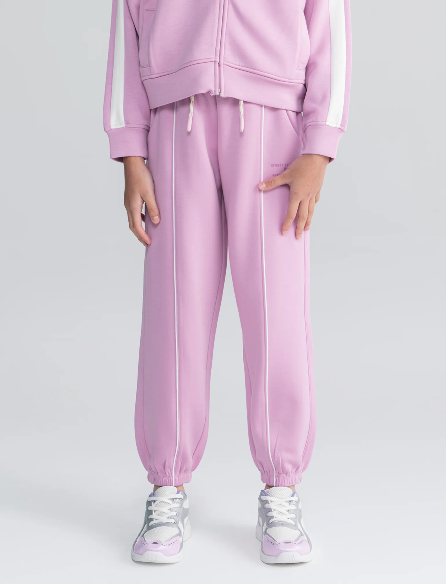 Jogger sportivo con profili a contrasto - Rosa - Image 4