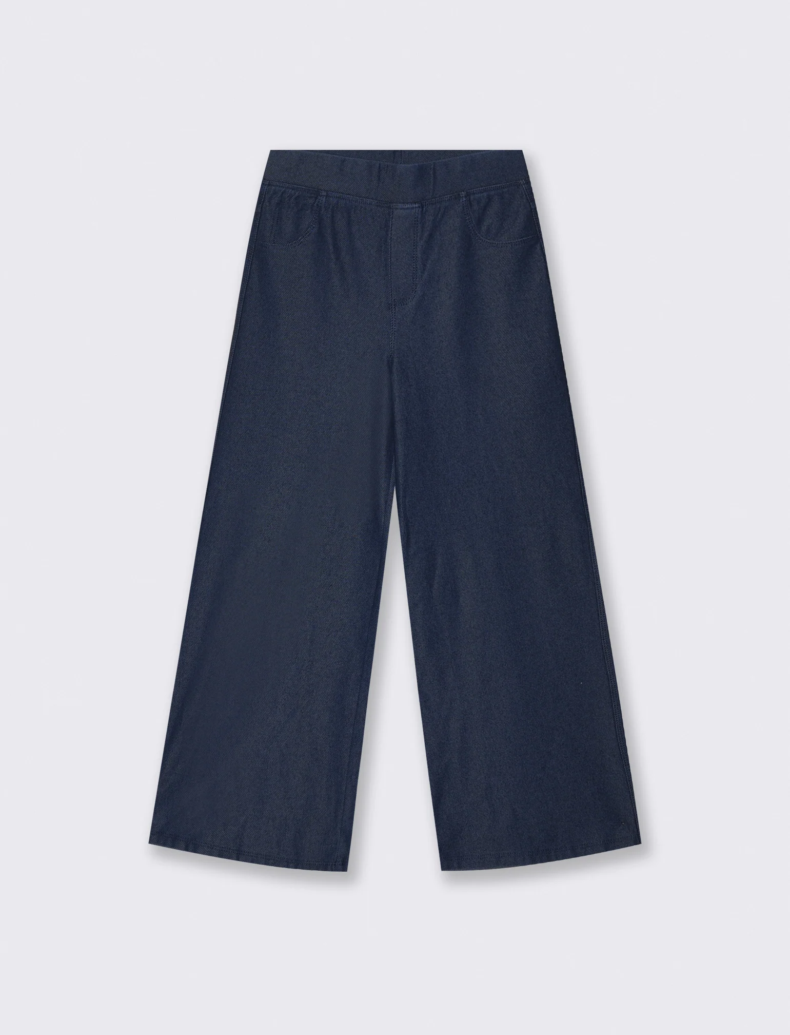 Jogger wide leg in finto denim elasticizzato - DENIM SCURO