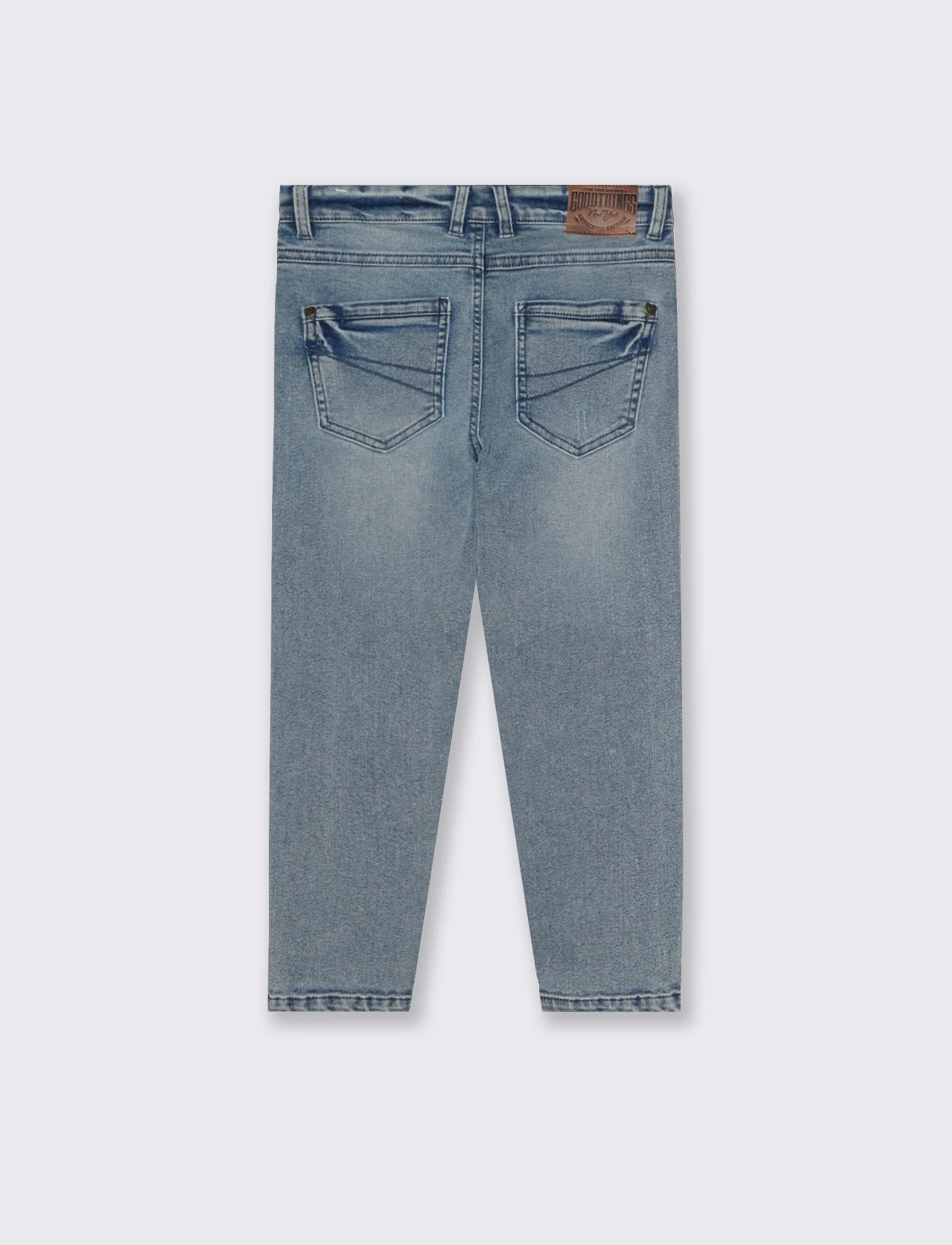 Jogging denim skinny con stile college - Denim chiaro - Image 2