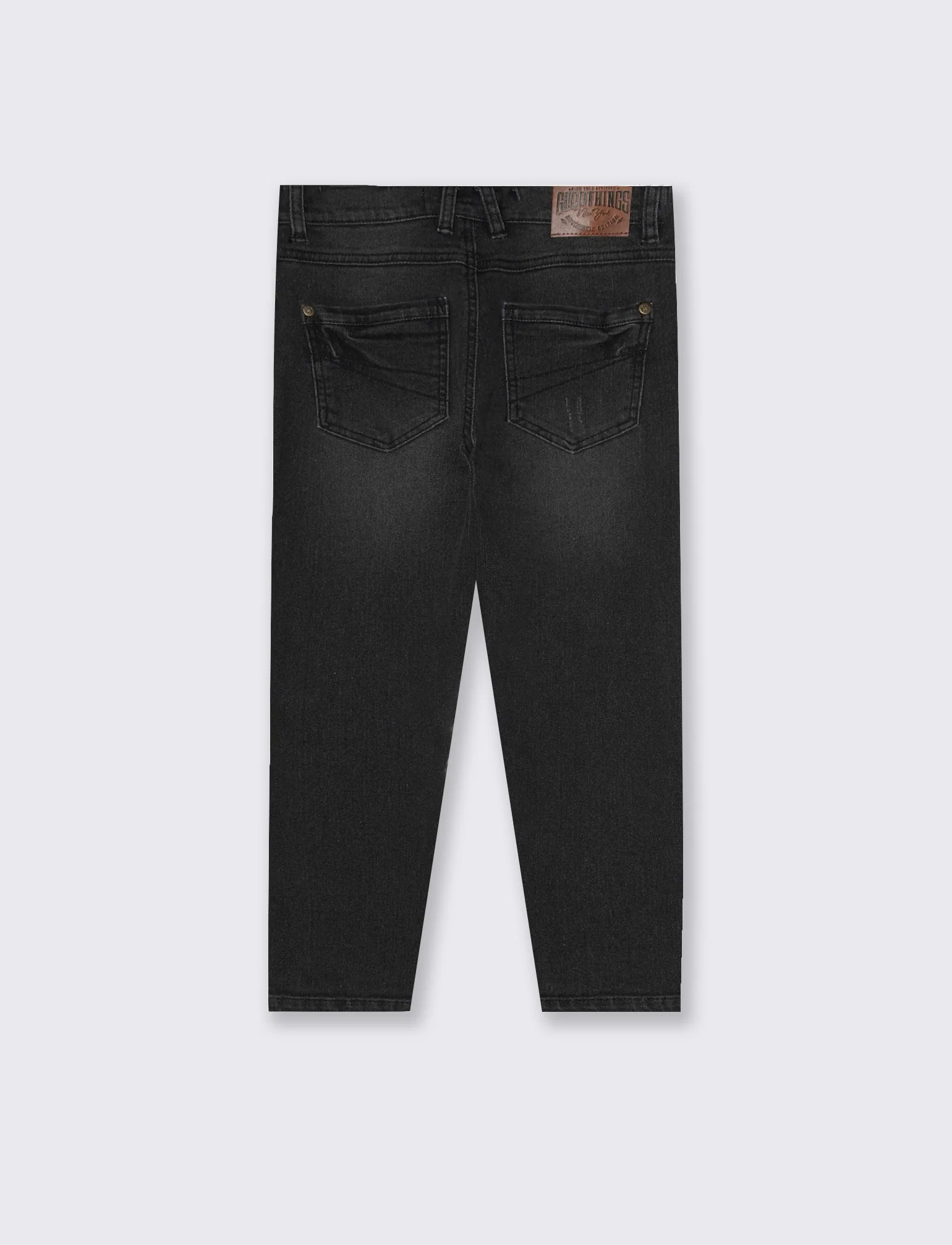 Jogging denim skinny con stile college - Nero - Image 2