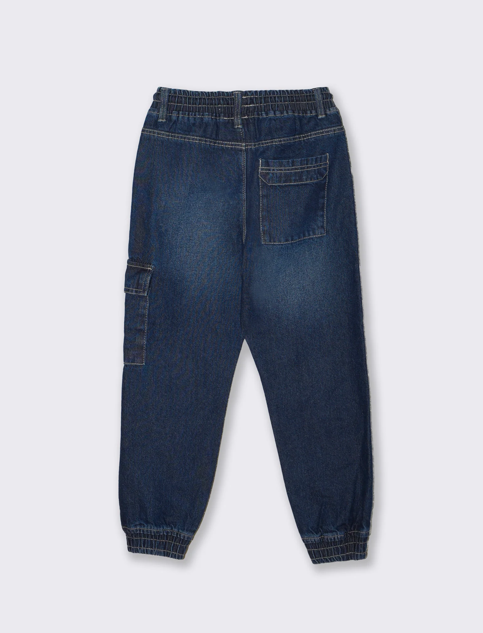 Jogging in denim con tasca laterale - DENIM SCURO - Image 2