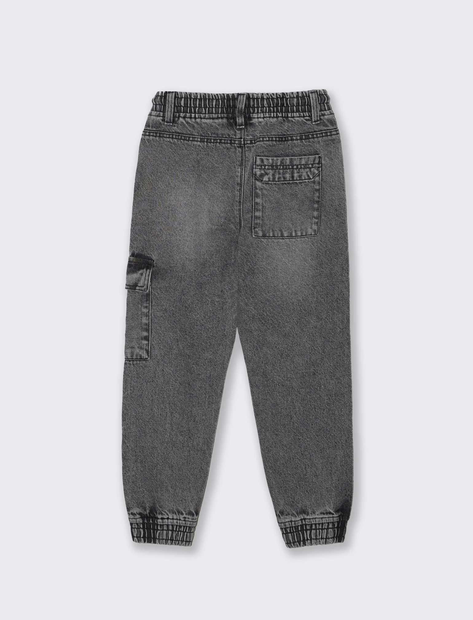 Jogging in denim con tasca laterale - Grigio - Image 2