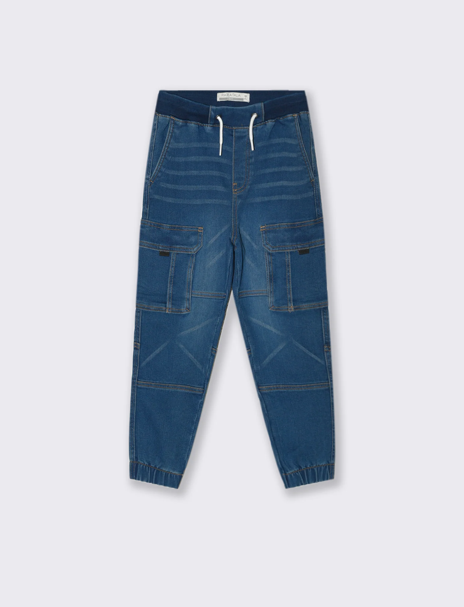 Jogging in denim con tasconi. - Denim - Image 2