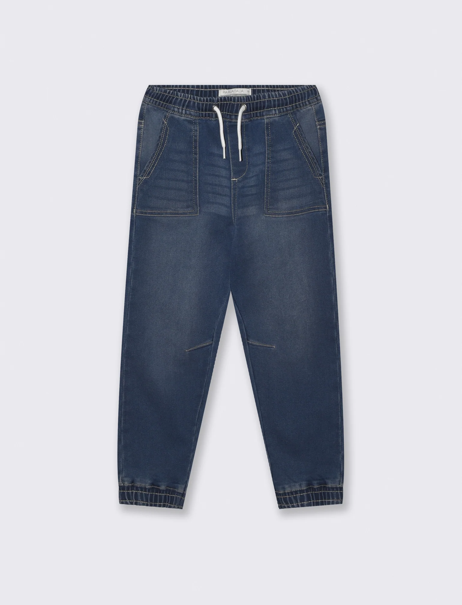 Jogging in denim con vita elasticizzata - DENIM SCURO