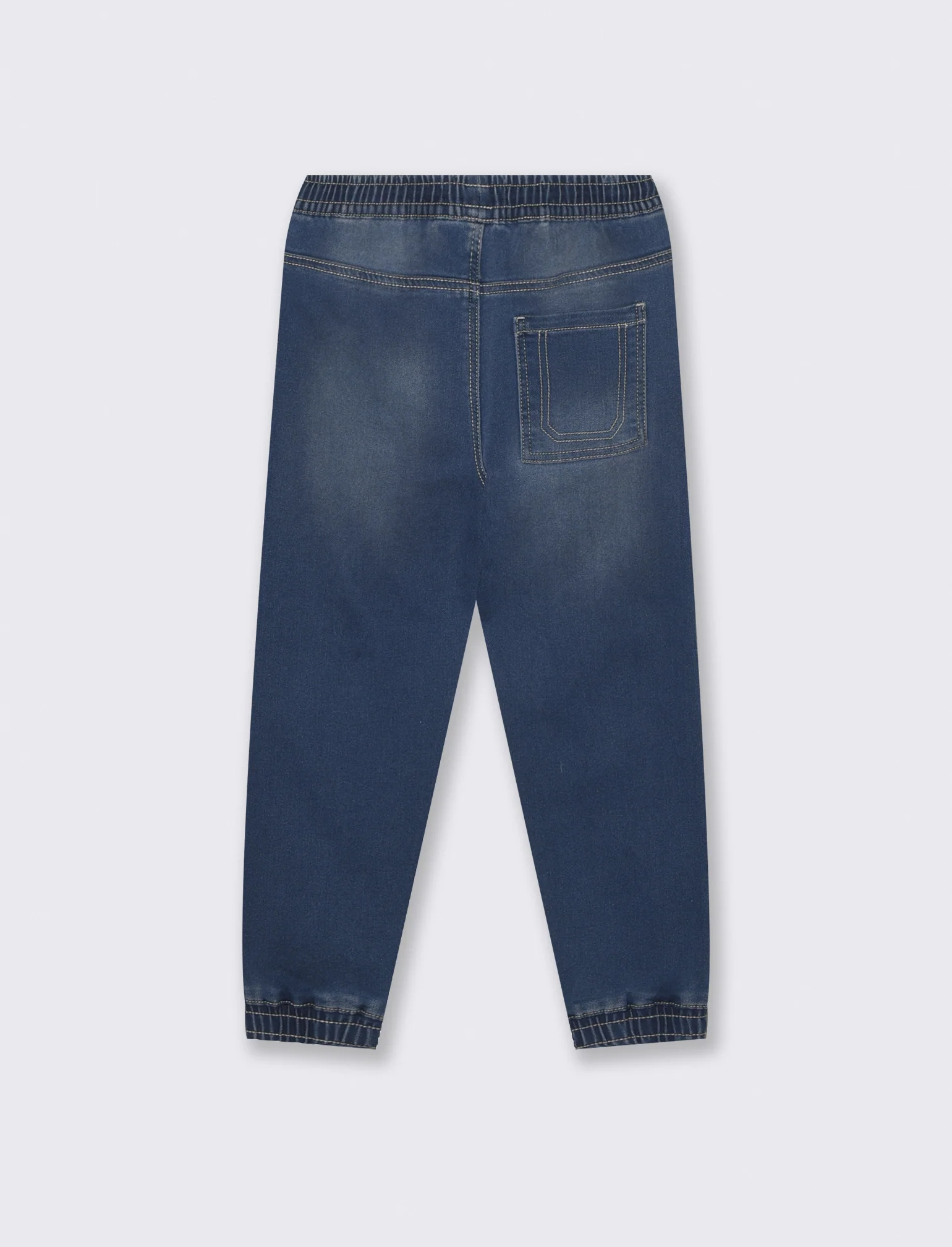 Jogging in denim con vita elasticizzata - DENIM SCURO - Image 2