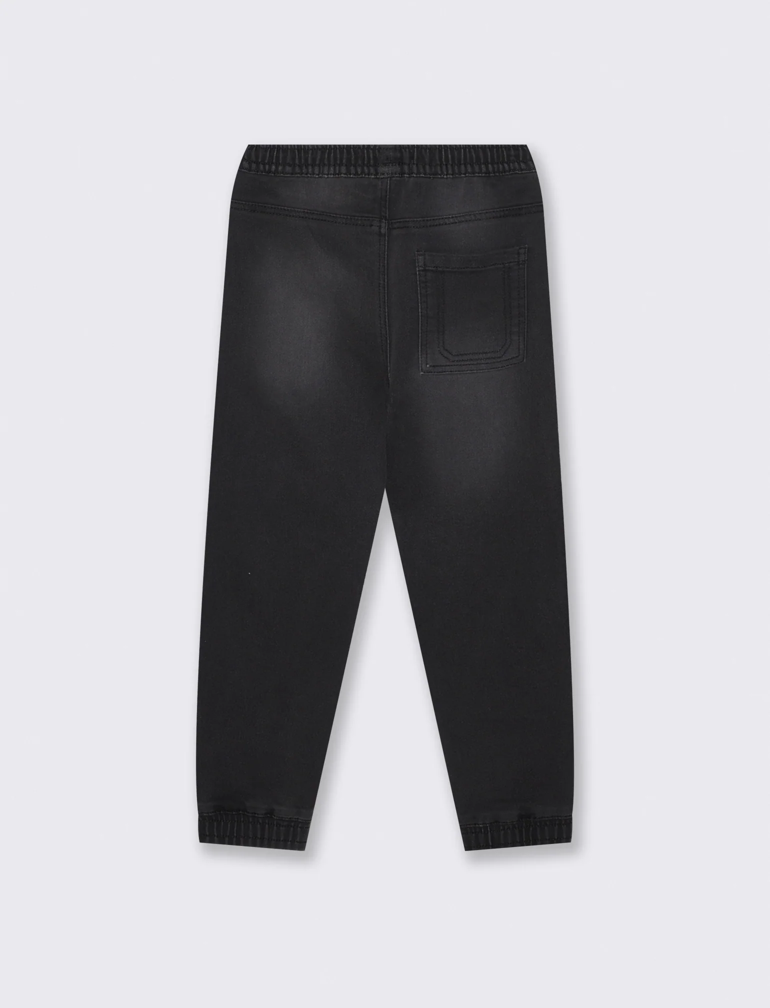 Jogging in denim con vita elasticizzata - Nero - Image 2