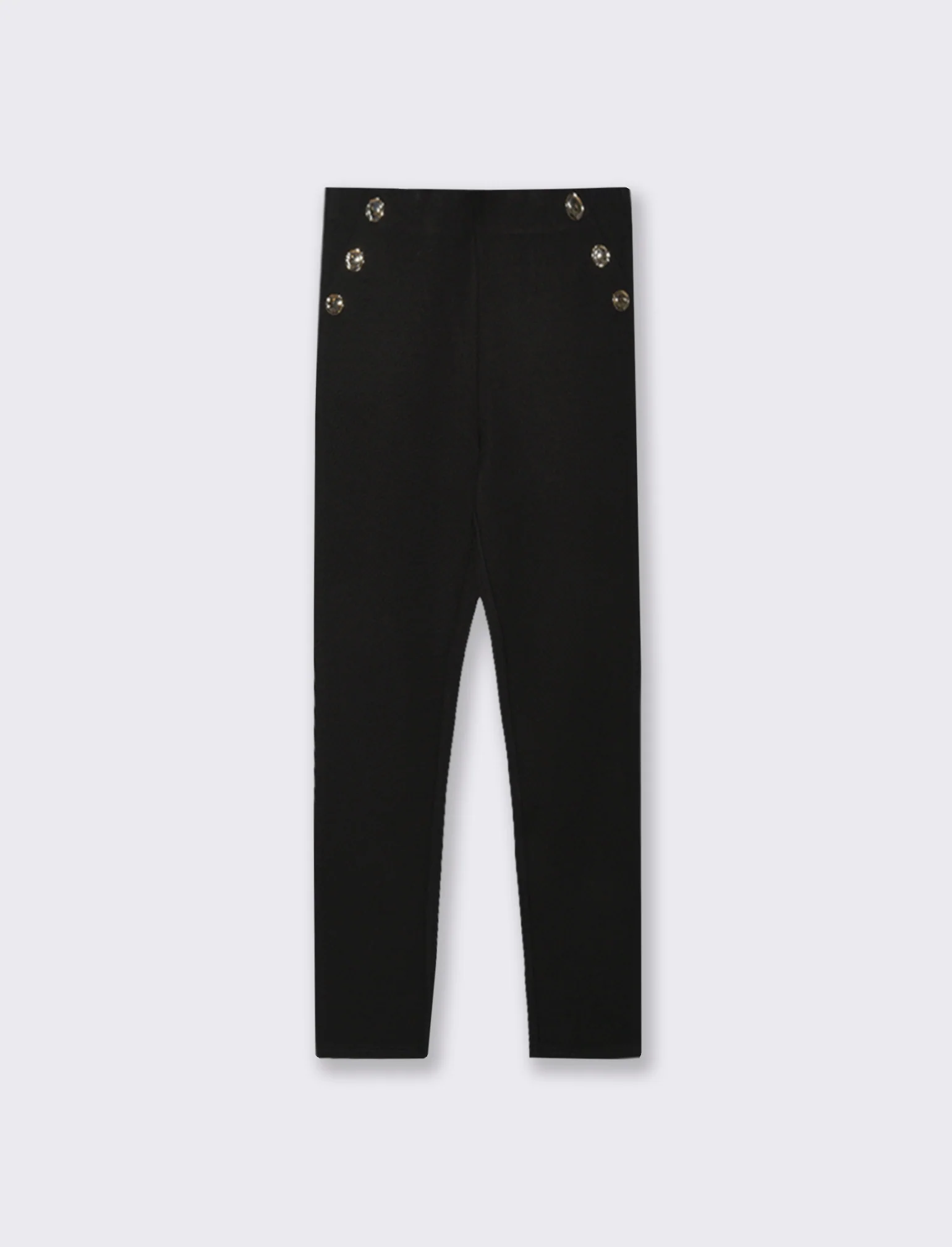LEGGING IN PUNTO MILANO CON BOTTONI - Nero