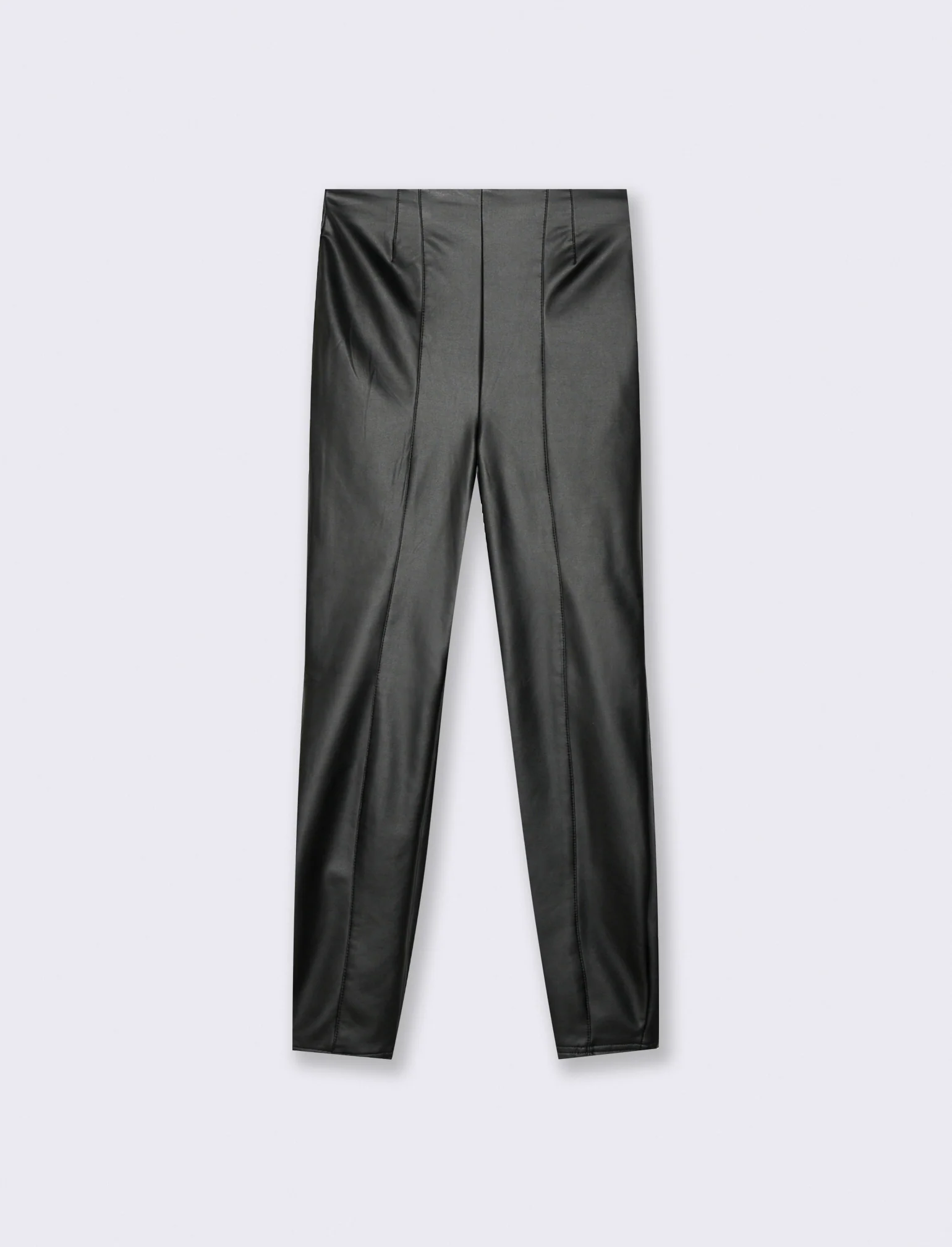 LEGGING IN TESSUTO EFFETTO PELLE - Nero - Image 2