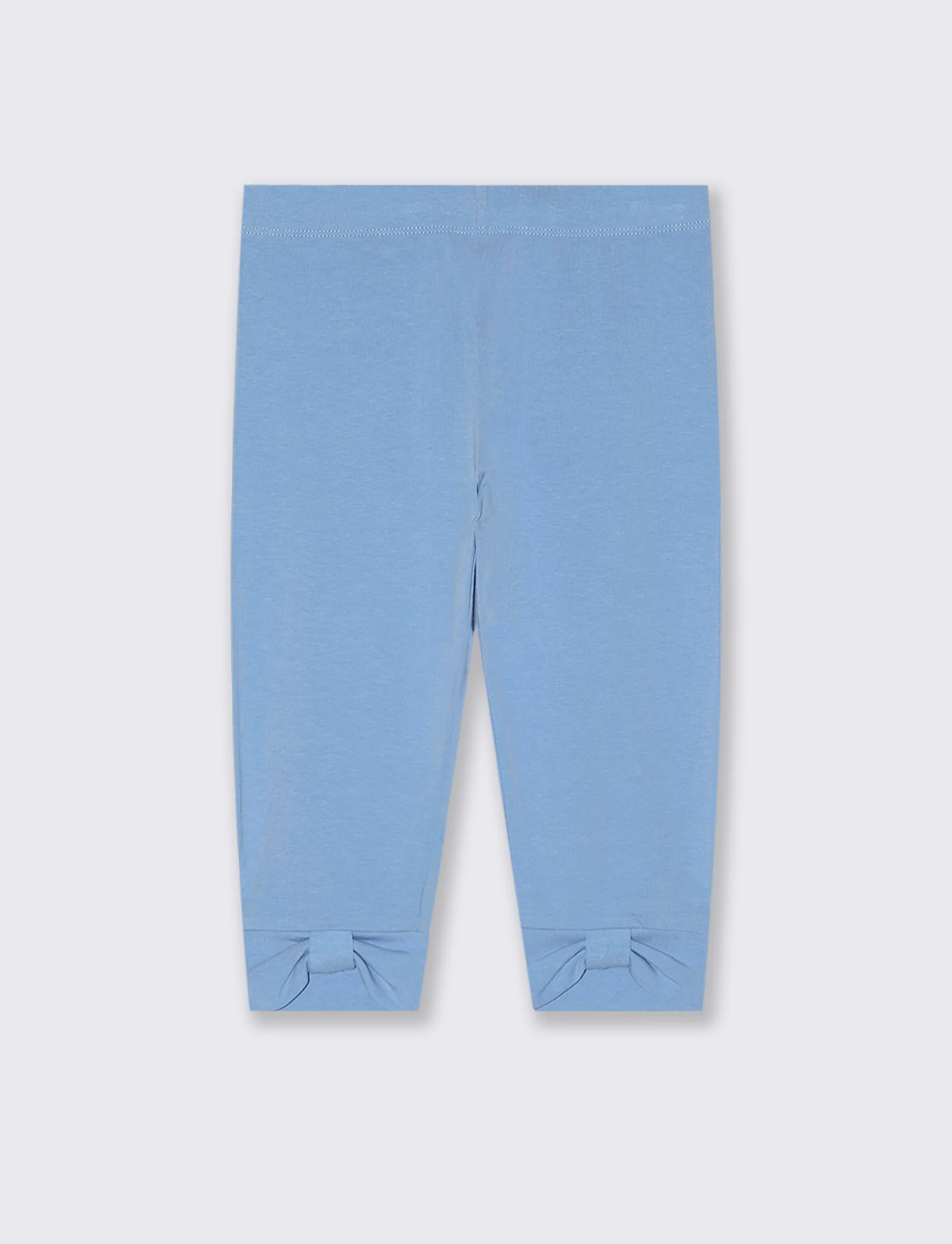 Leggings 3/4 da bambina con fiocco - Azzurro