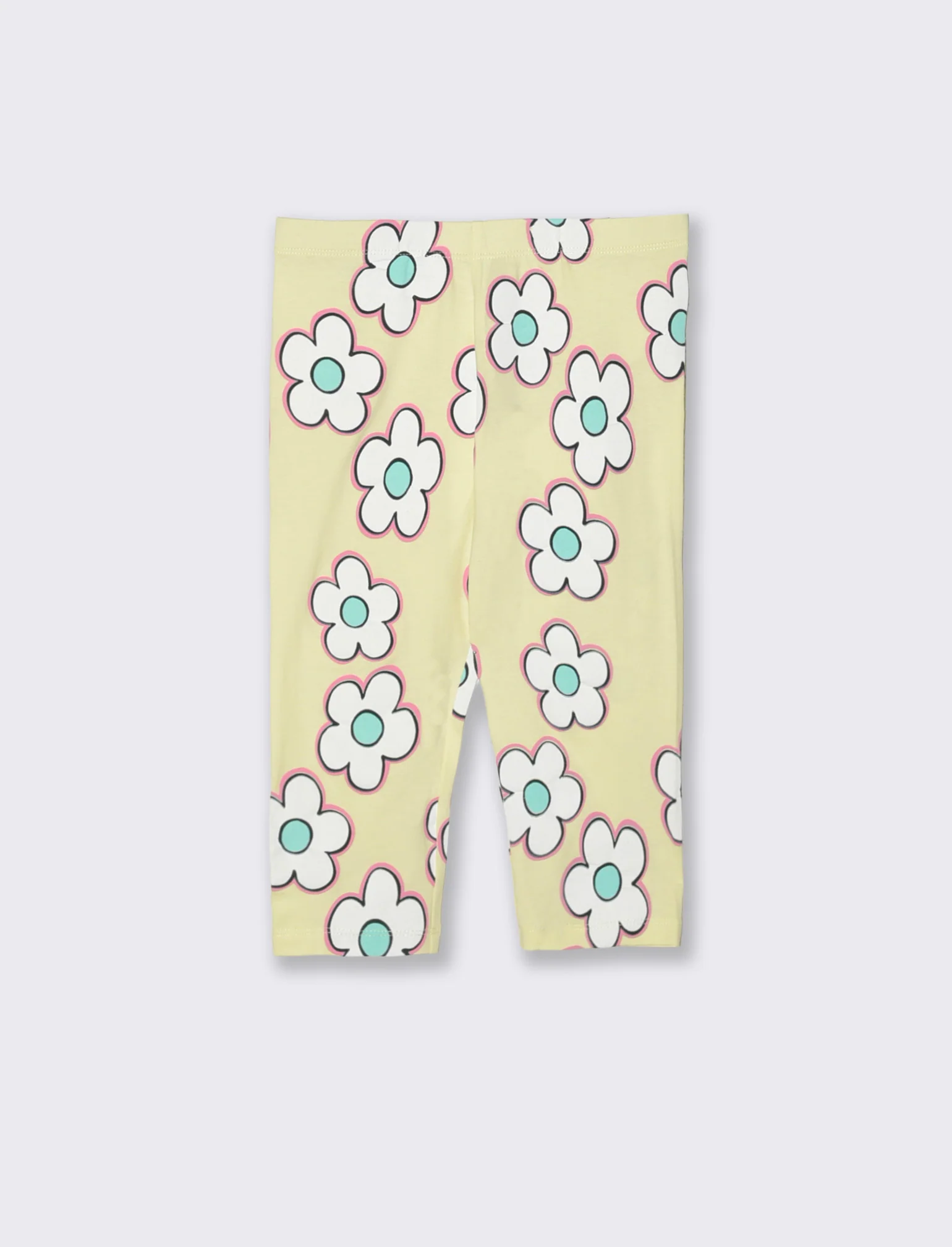 Leggings 3/4 in cotone elastico stampato - Giallo