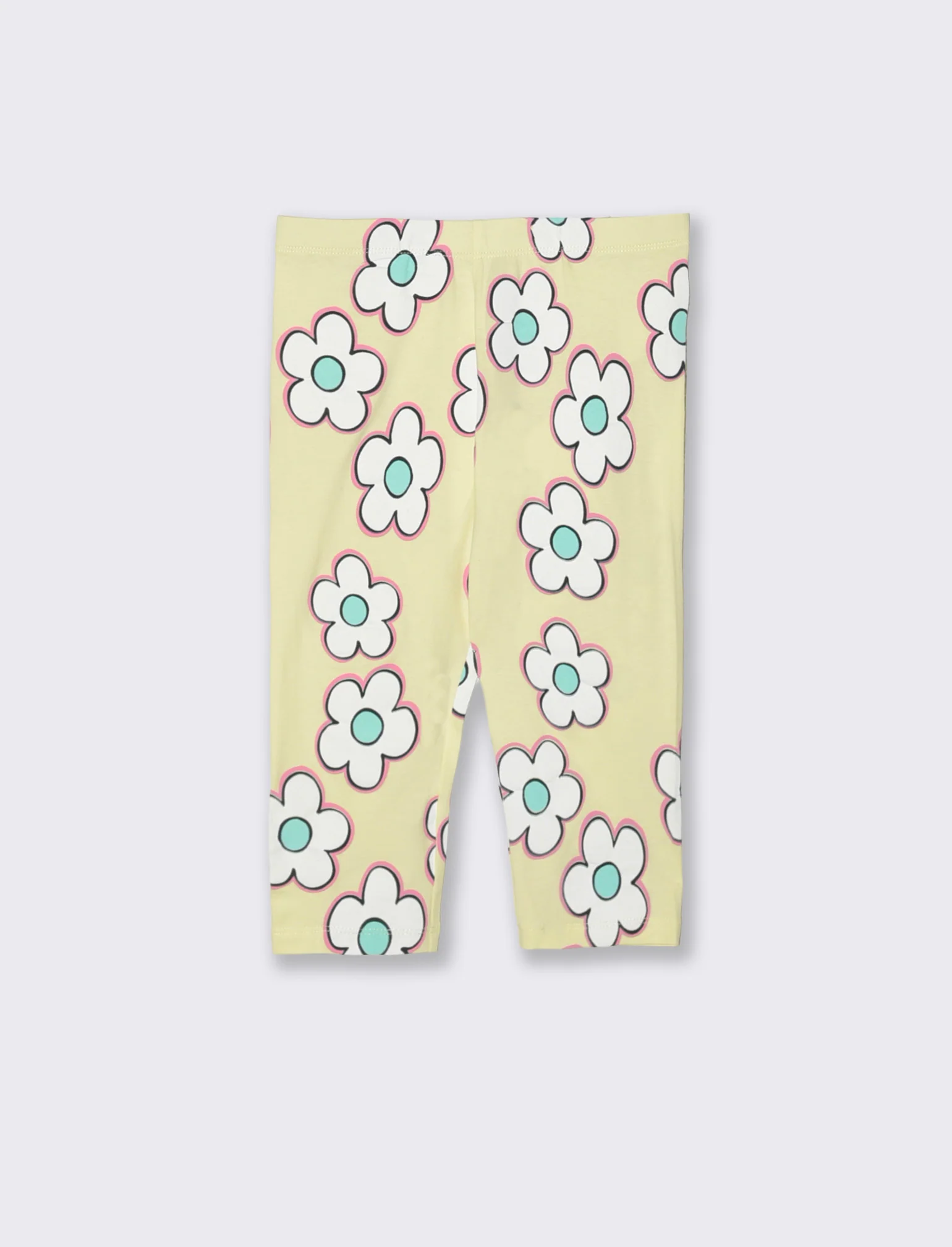Leggings 3/4 in cotone elastico stampato - Giallo - Image 2