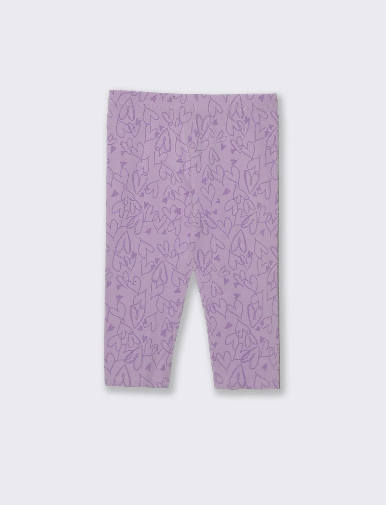 Leggings 3/4 in cotone elastico stampato - Lilla - Image 2