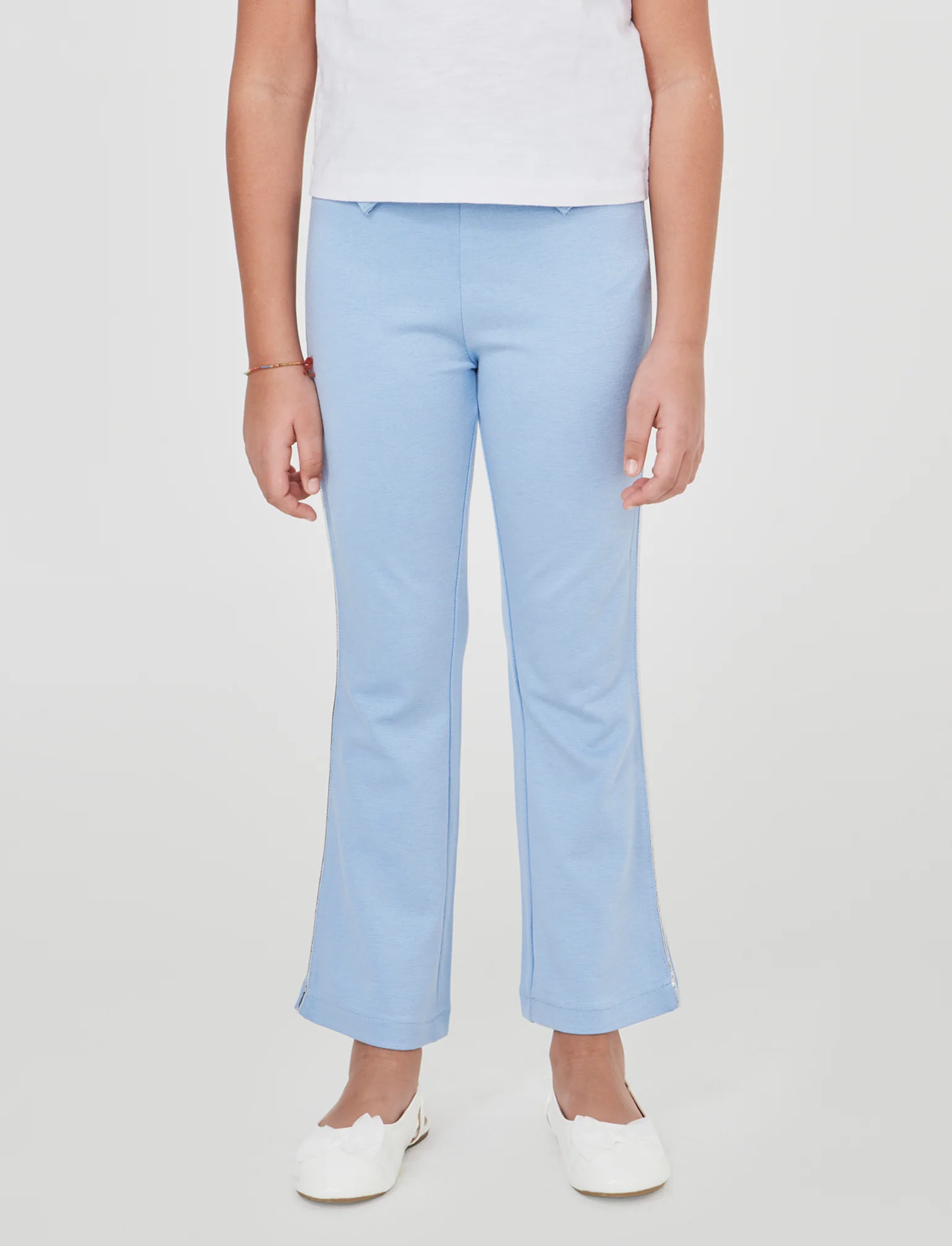 Leggings a zampa in punto milano con profili - Azzurro - Image 2