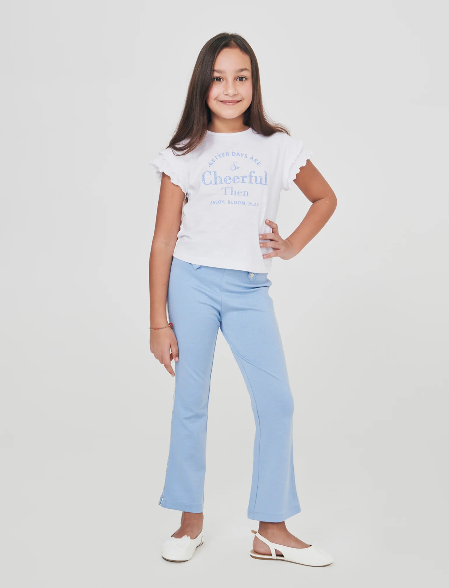 Leggings a zampa in punto milano con profili - Azzurro - Image 3