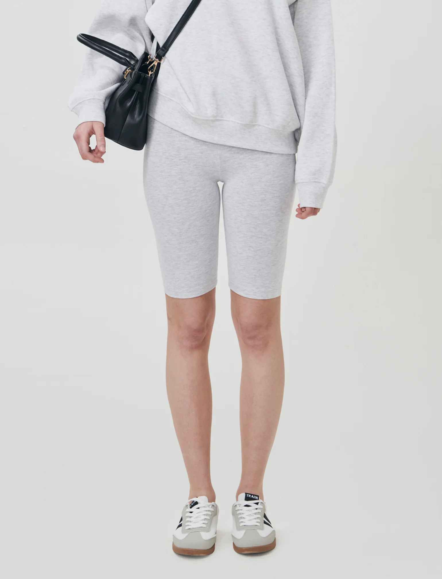 Leggings Ciclista con Fascia Elastico Vita - Grigio chiaro mel. - Image 4