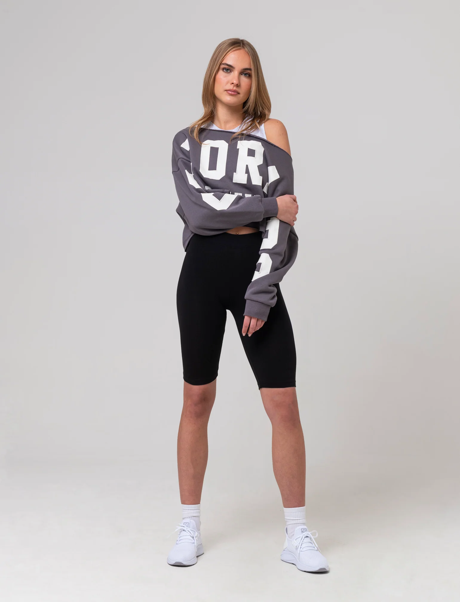 Leggings corto basico da donna - Nero - Image 2