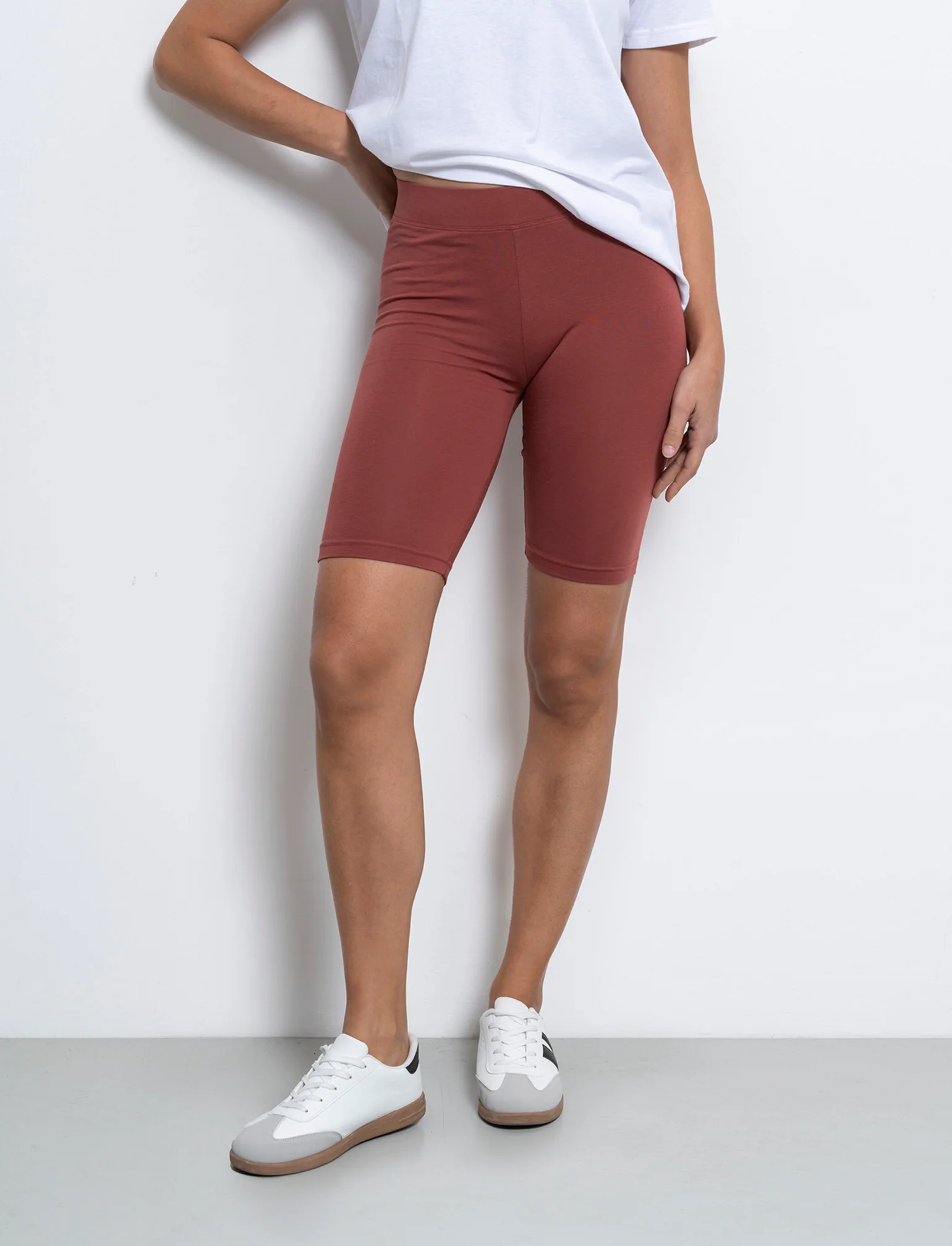 Leggings corto basico da donna - Rosso mattone - Image 2