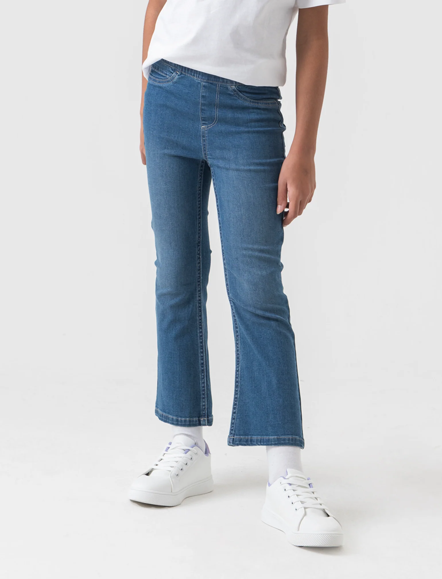 Leggings flare fit in denim elastico da bambina - Denim