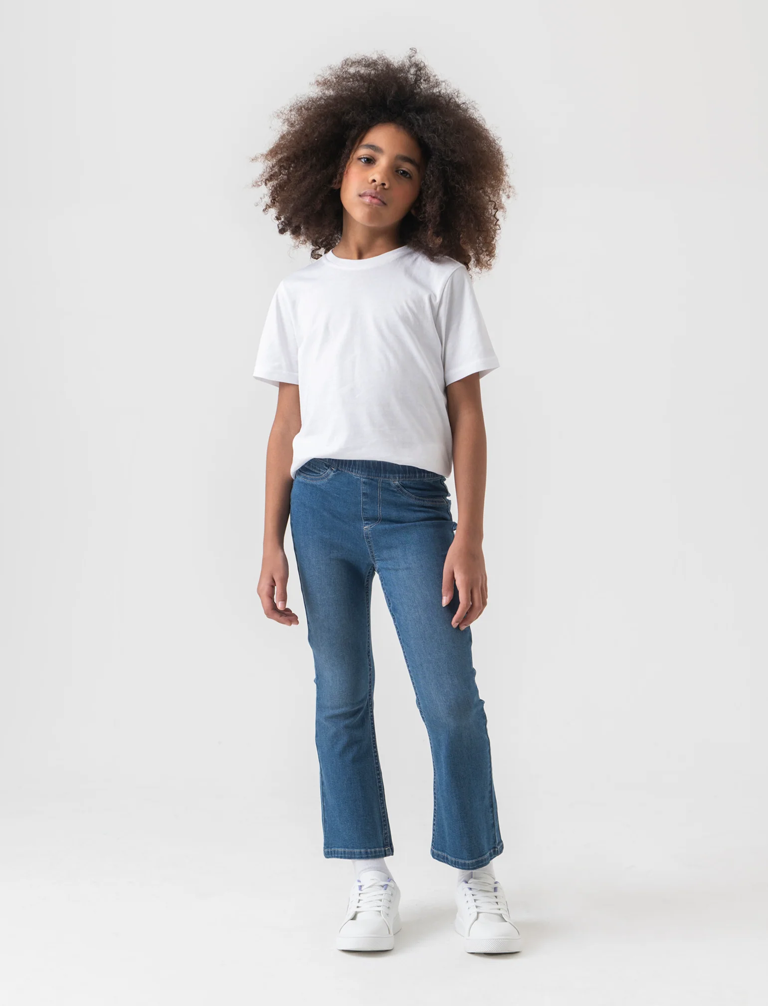 Leggings flare fit in denim elastico da bambina - Denim - Image 2