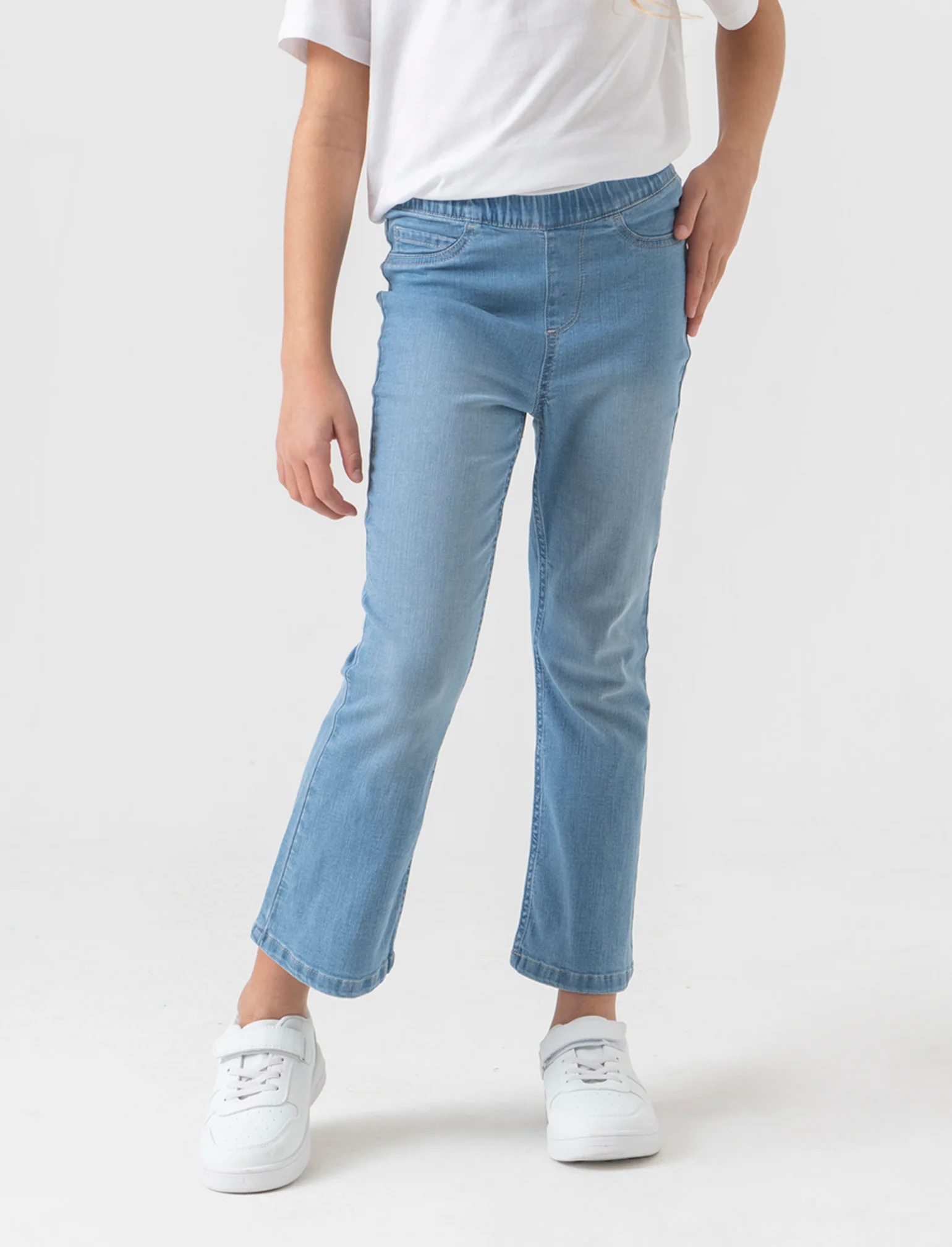 Leggings flare fit in denim elastico da bambina - Denim chiaro - Image 2