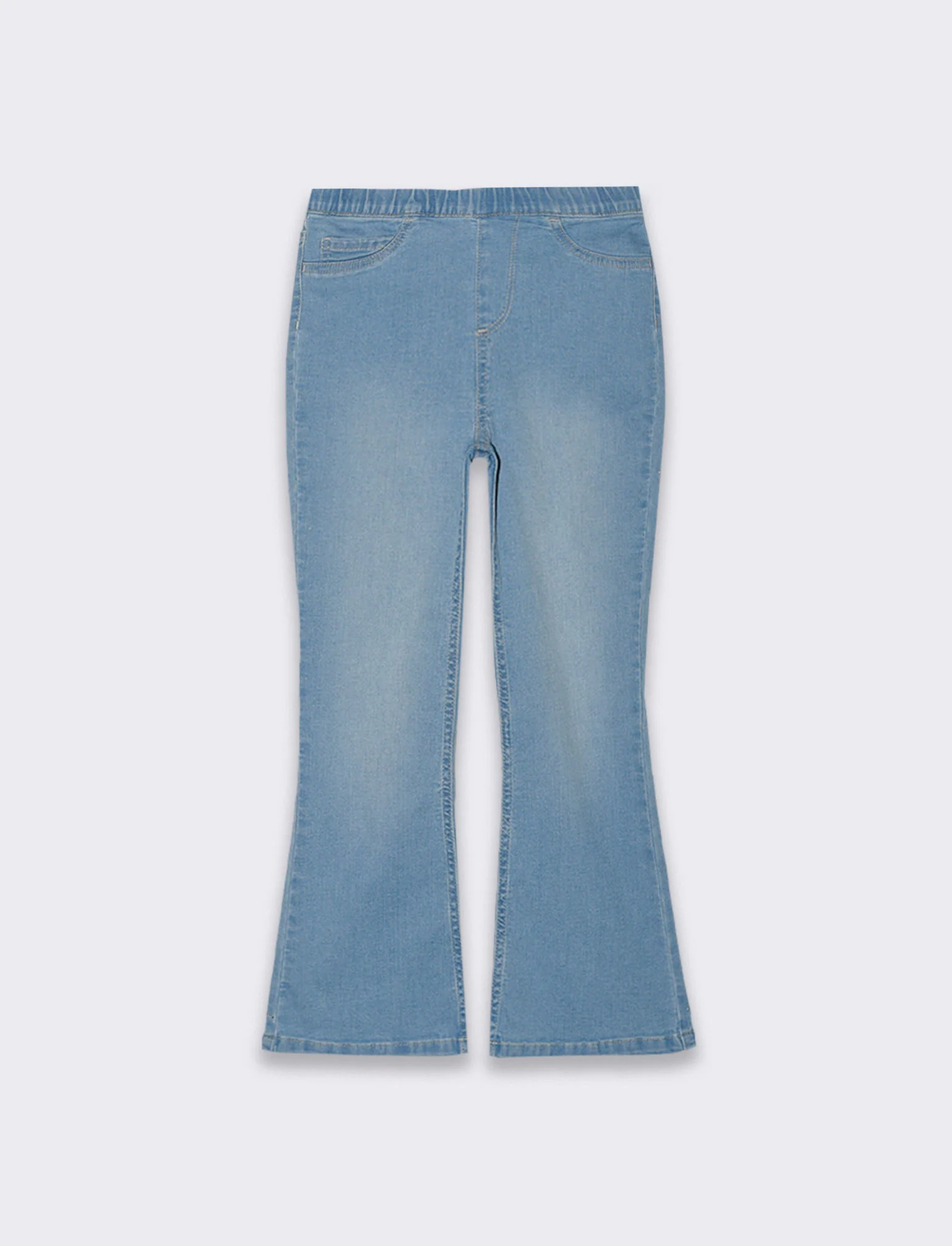 Leggings flare fit in denim elastico da bambina - Denim chiaro - Image 3
