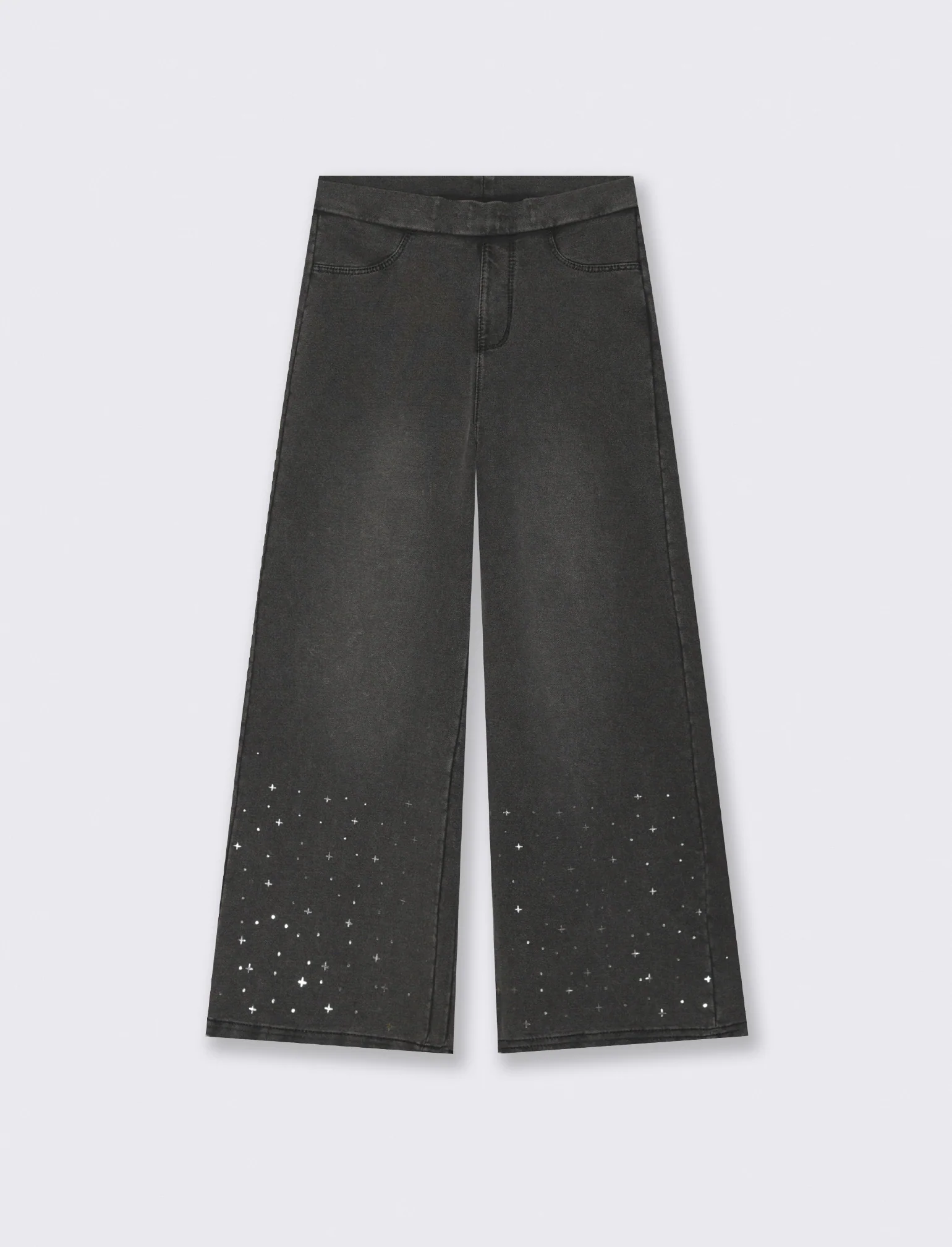 Leggings gamba larga effetto denim bimba - Grigio scuro - Image 2
