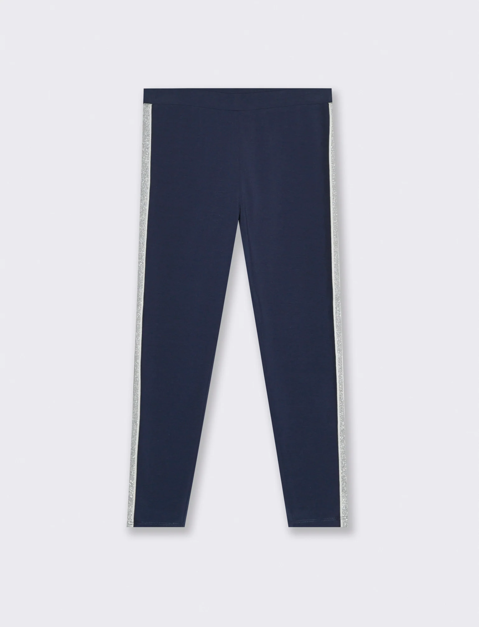 Leggings in cotone elasticizzato con banda laterale. - Blu