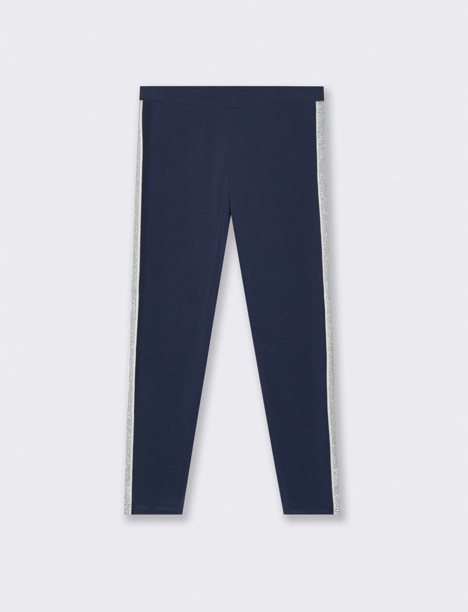 Leggings in cotone elasticizzato con banda laterale. - Blu - Image 2