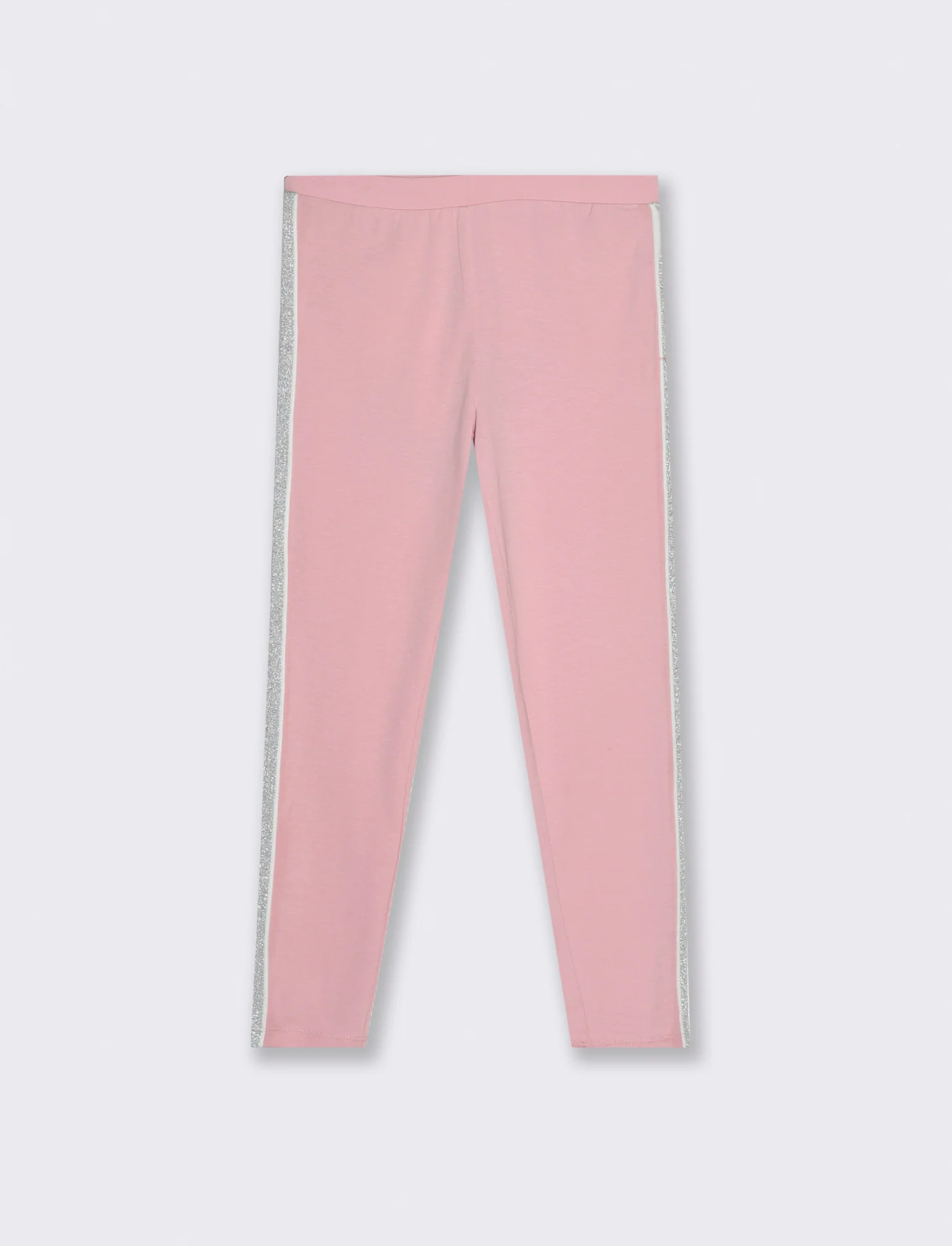 Leggings in cotone elasticizzato con banda laterale. - Rosa - Image 2