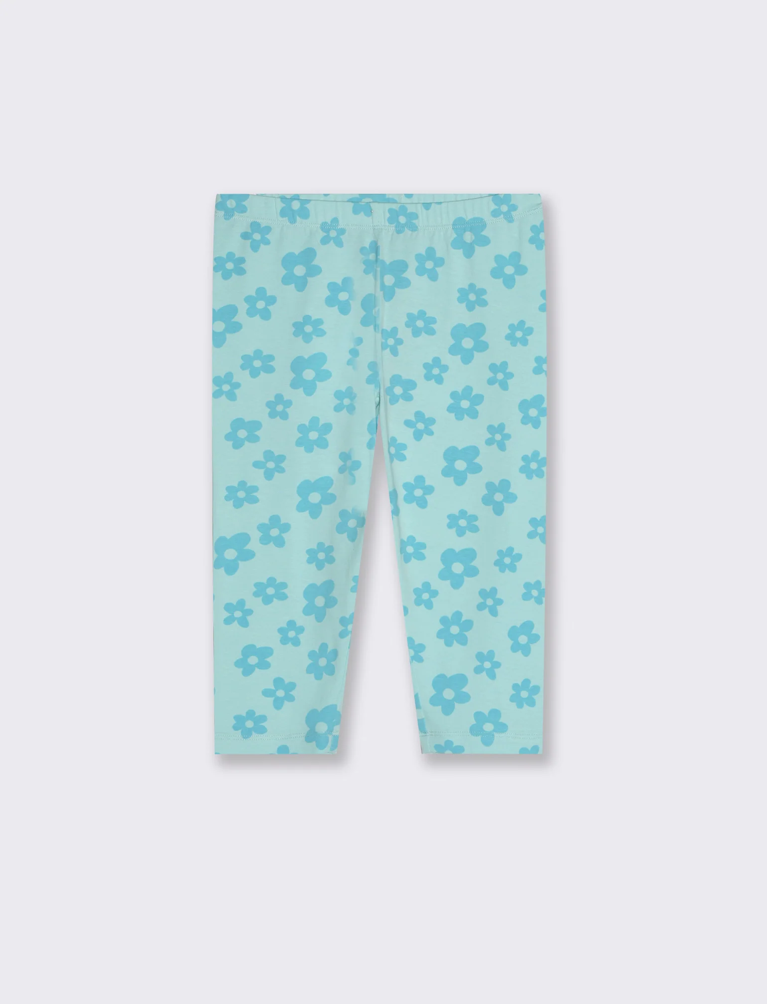 Leggings in cotone vestibilità 3/4 da bambina - Verde acqua