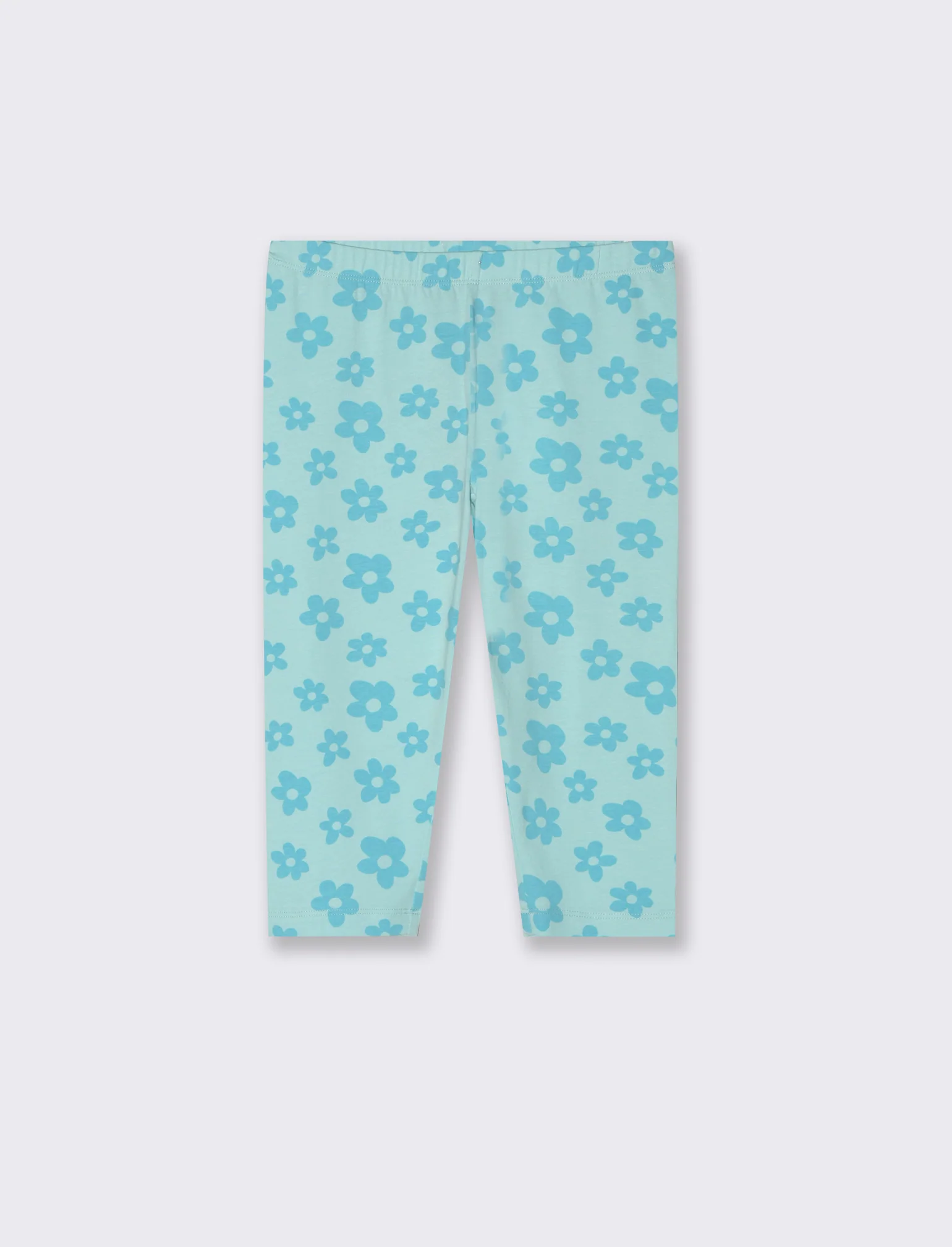 Leggings in cotone vestibilità 3/4 da bambina - Verde acqua - Image 2