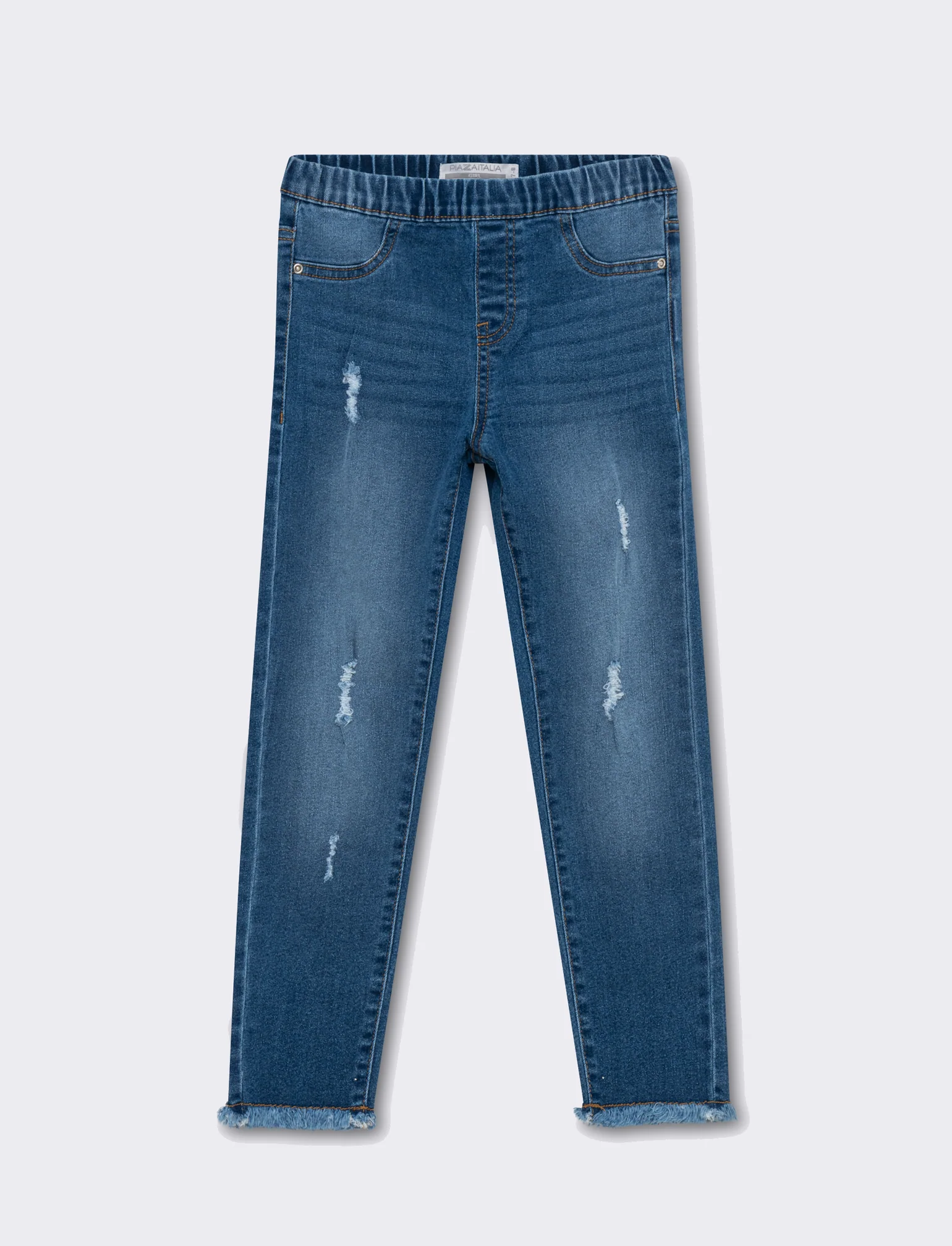 Leggings in denim elastico con rotture da bambina - Denim - Image 3