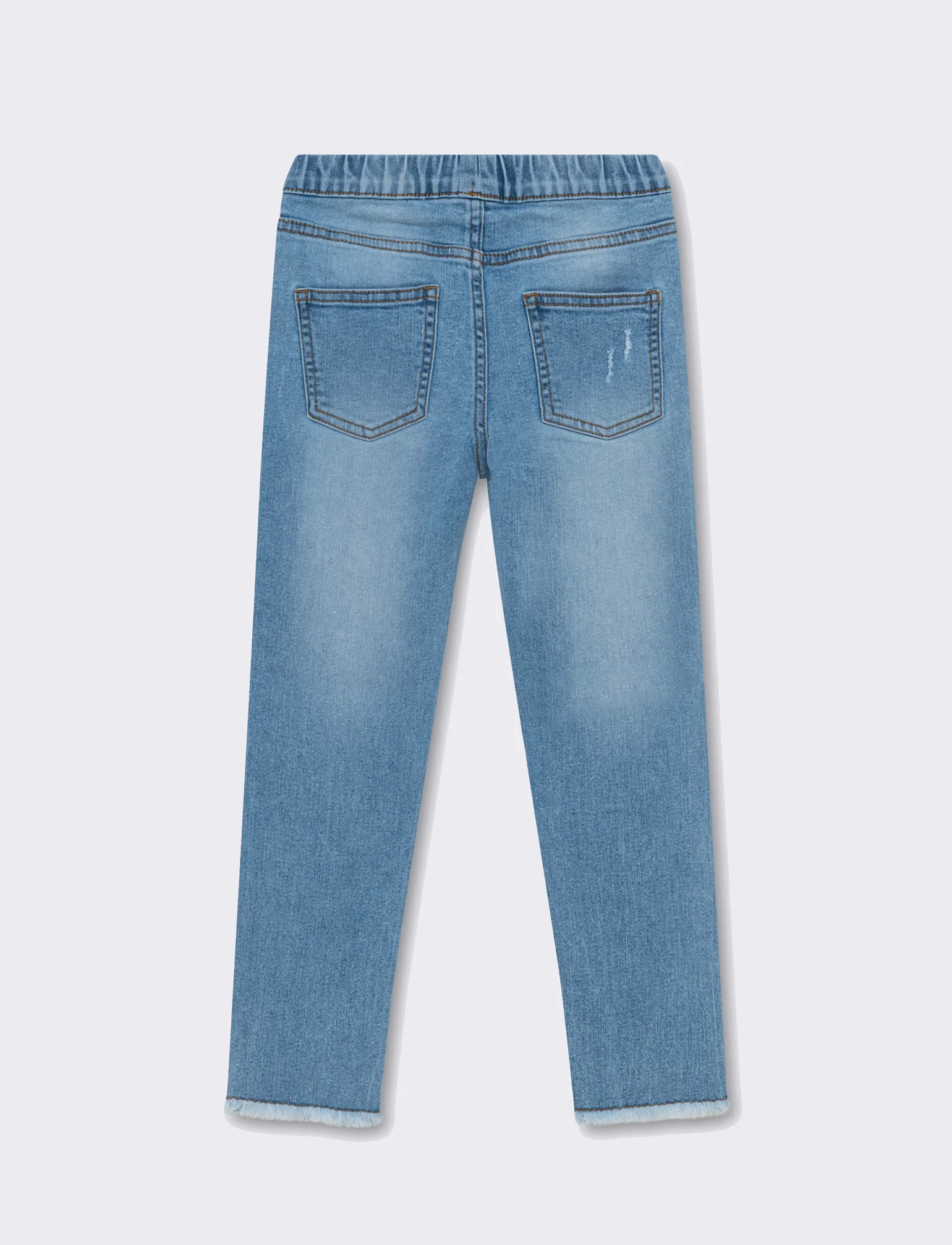 Leggings in denim elastico con rotture da bambina - Denim chiaro - Image 4
