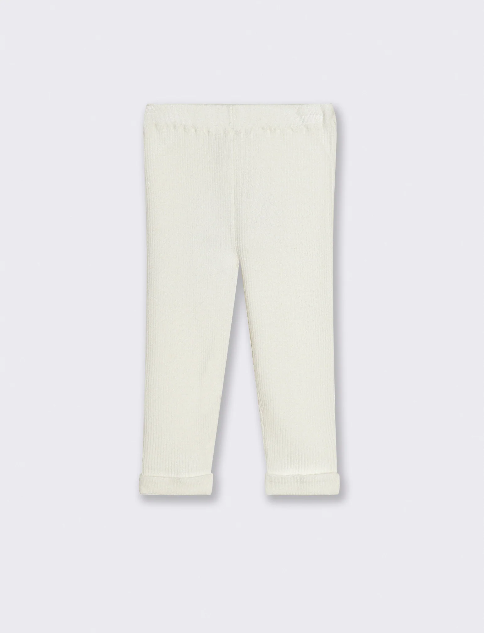 Leggings in maglia a costine - Bianco panna