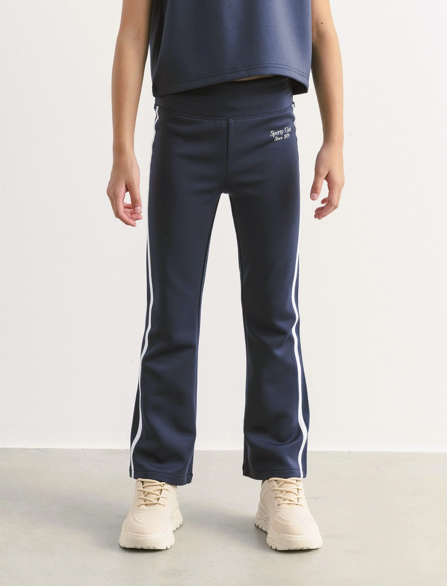 Leggings in tessuto tecnico con profili a contrasto. - Blu - Image 2