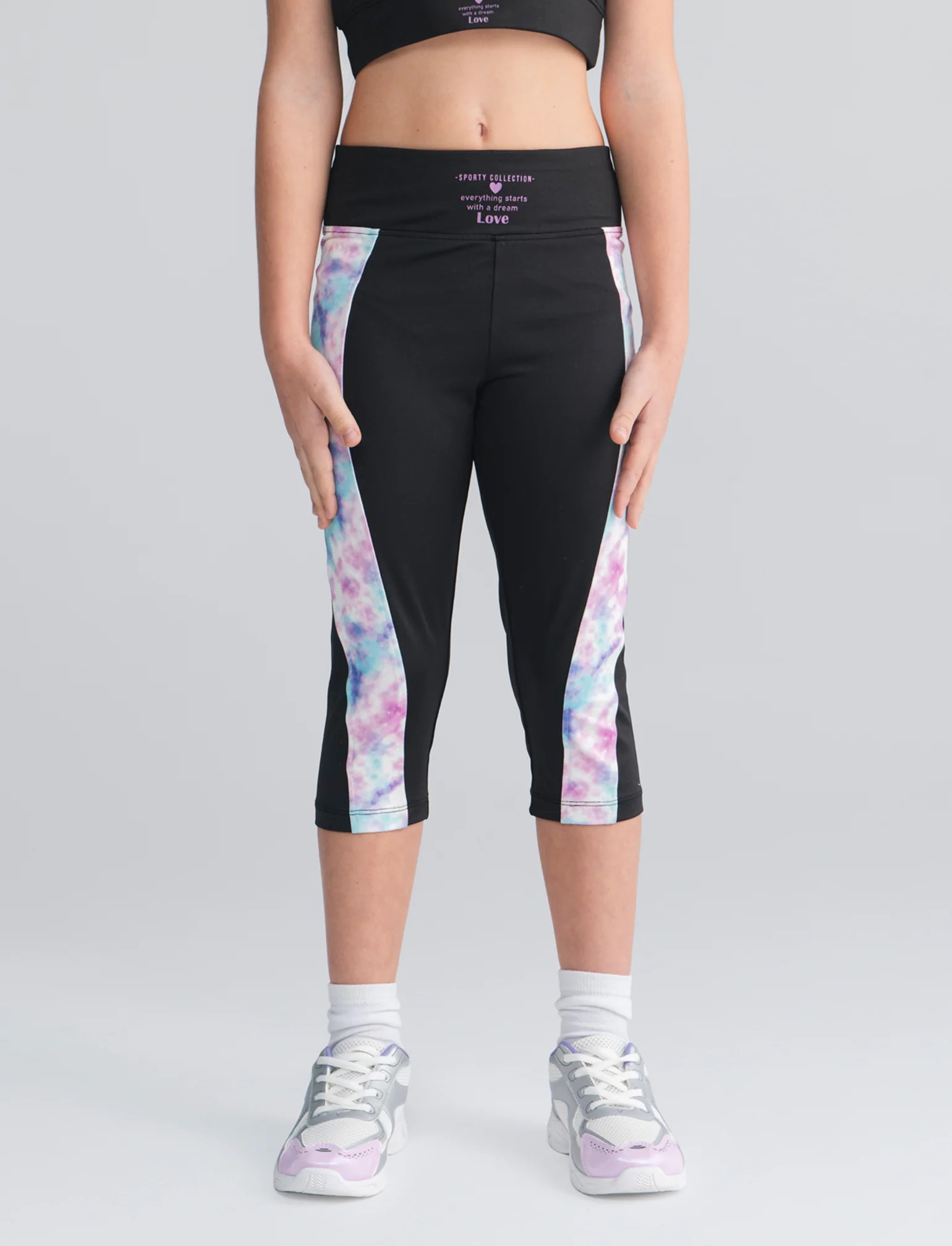 Leggings sportivi con dettagli stampati - Nero