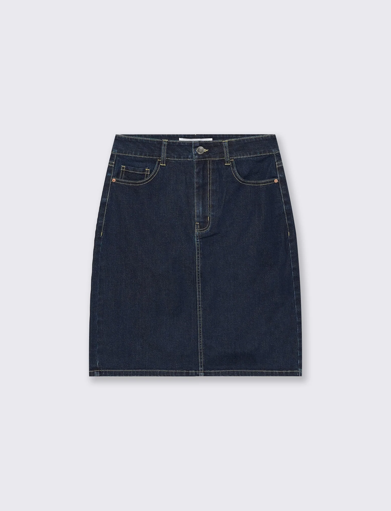 Longuette Denim con Spacco e Chiusura - Denim