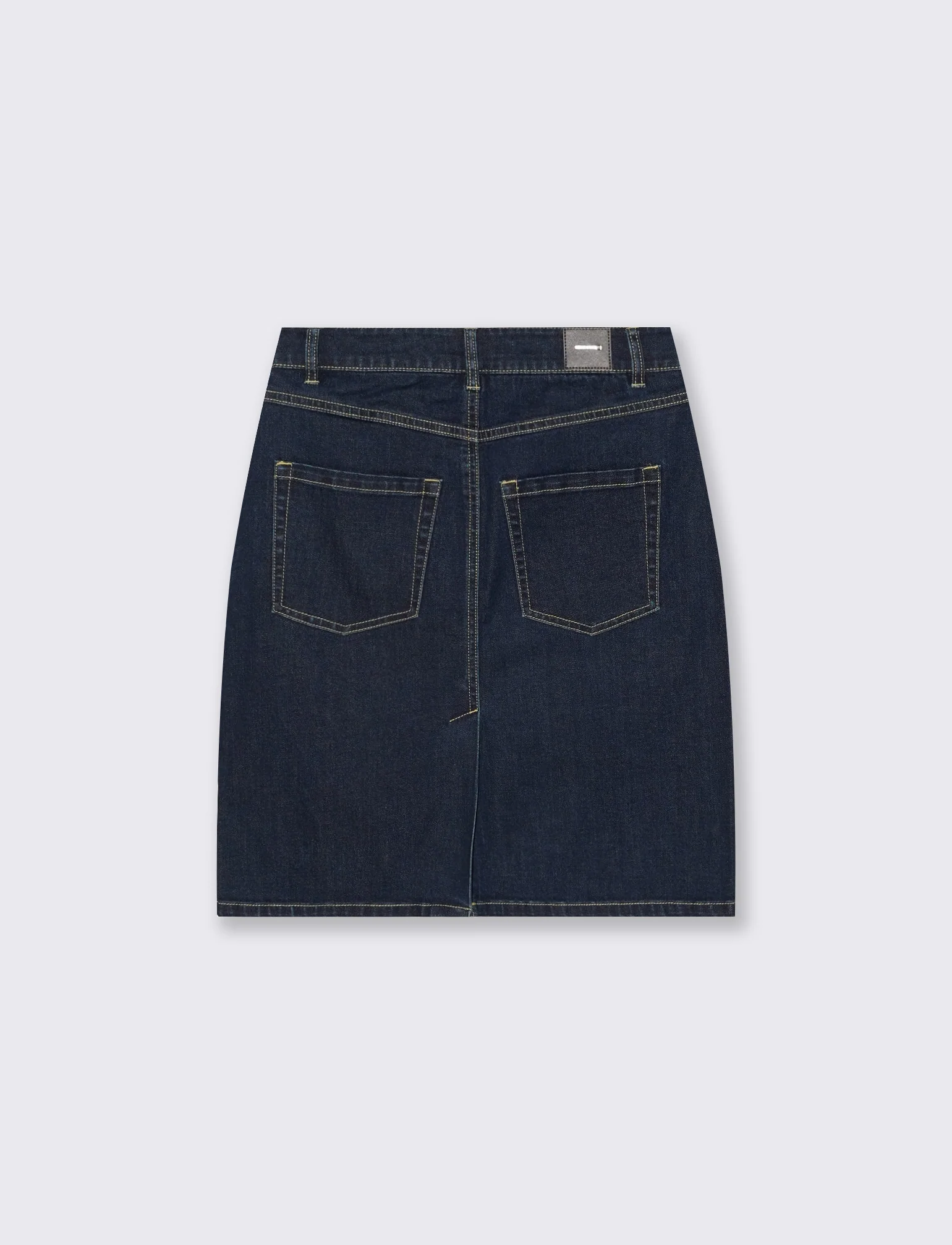 Longuette Denim con Spacco e Chiusura - Denim - Image 2