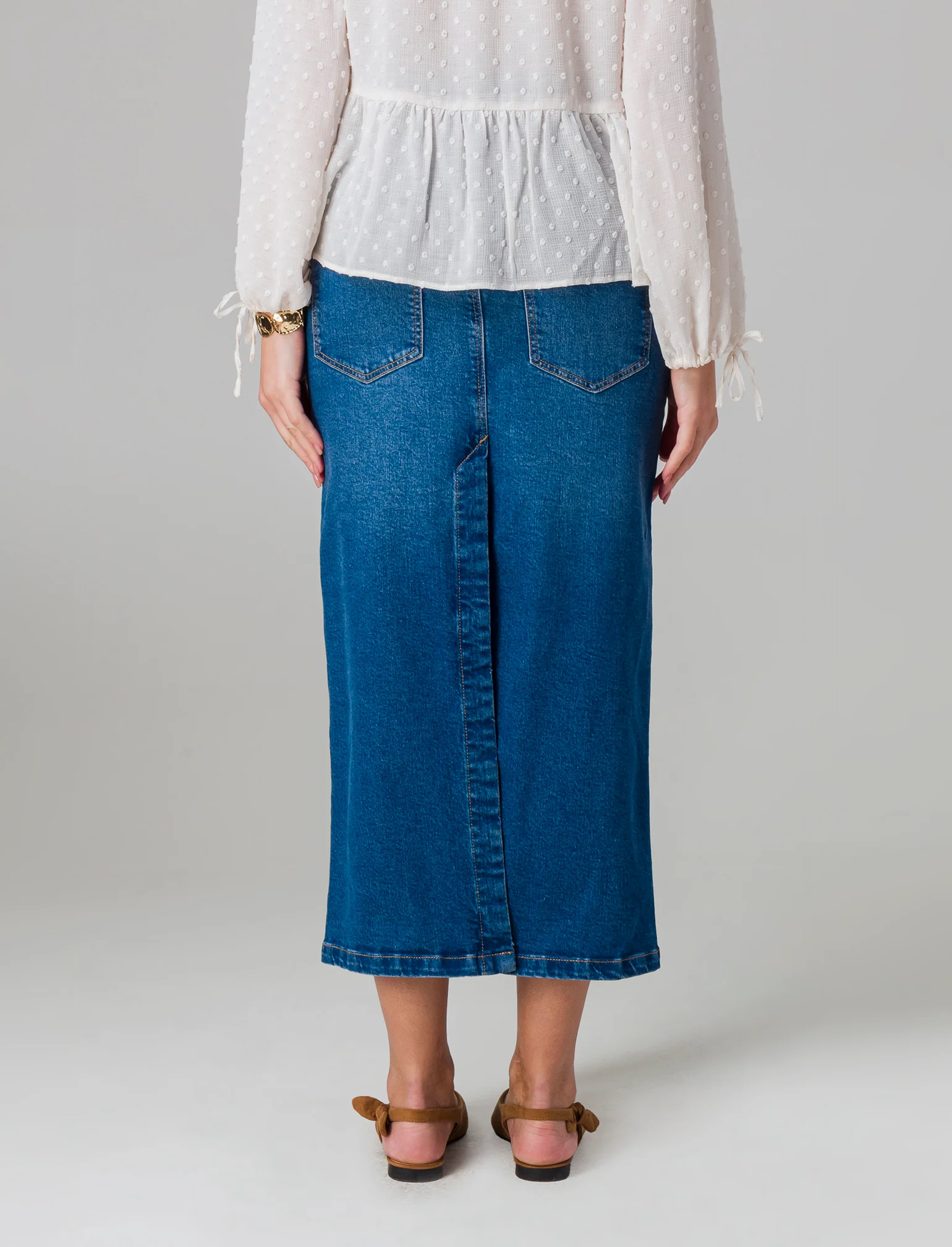 Longuette denim da donna - DENIM SCURO - Image 2