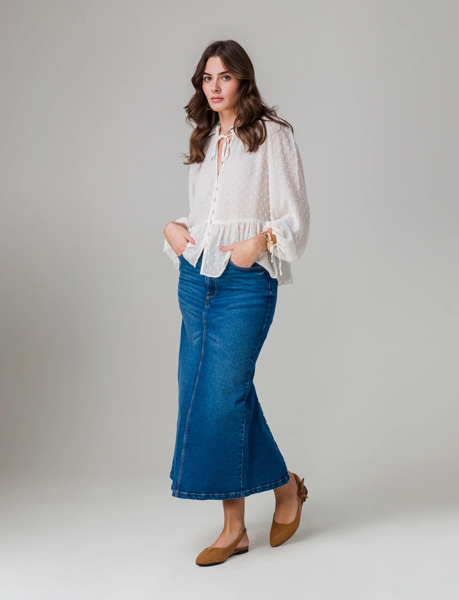 Longuette denim da donna - DENIM SCURO - Image 3