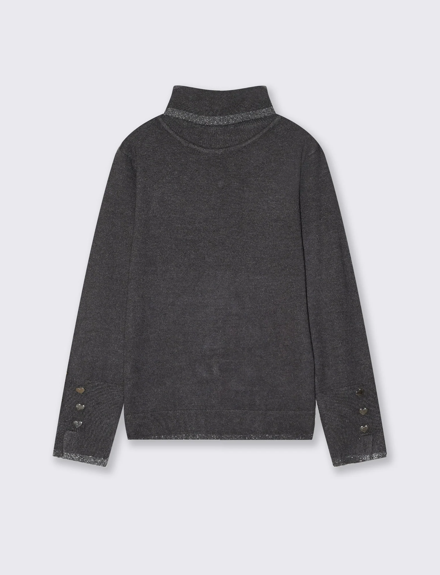 Lupetto collo alto con bordino metallico - Grigio mel.