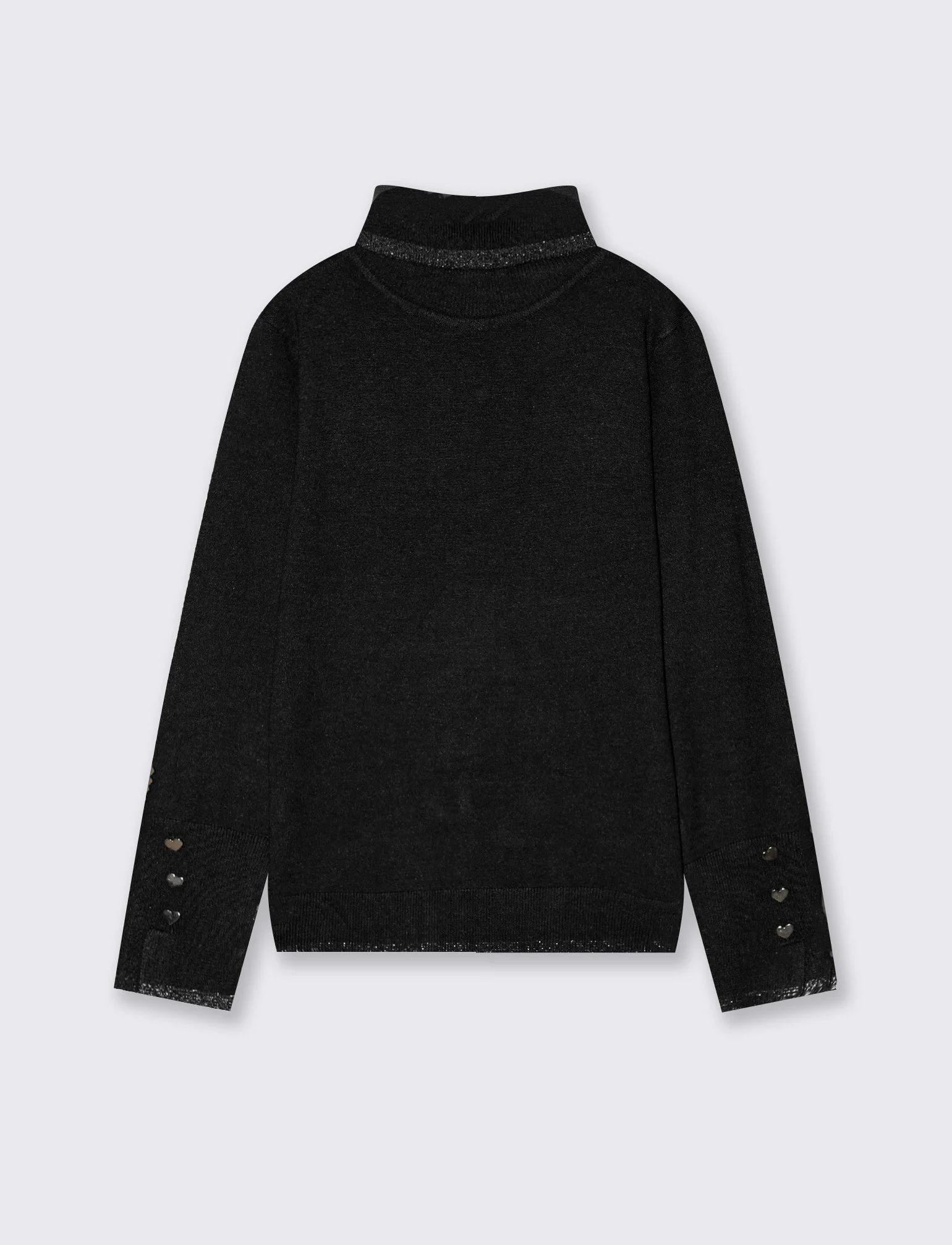 Lupetto collo alto con bordino metallico - Nero