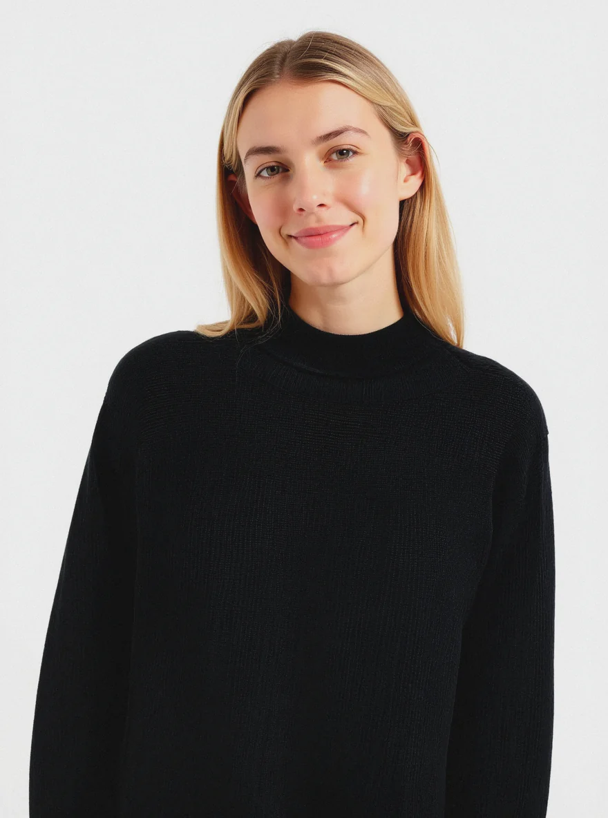 Maglia a coste - Nero