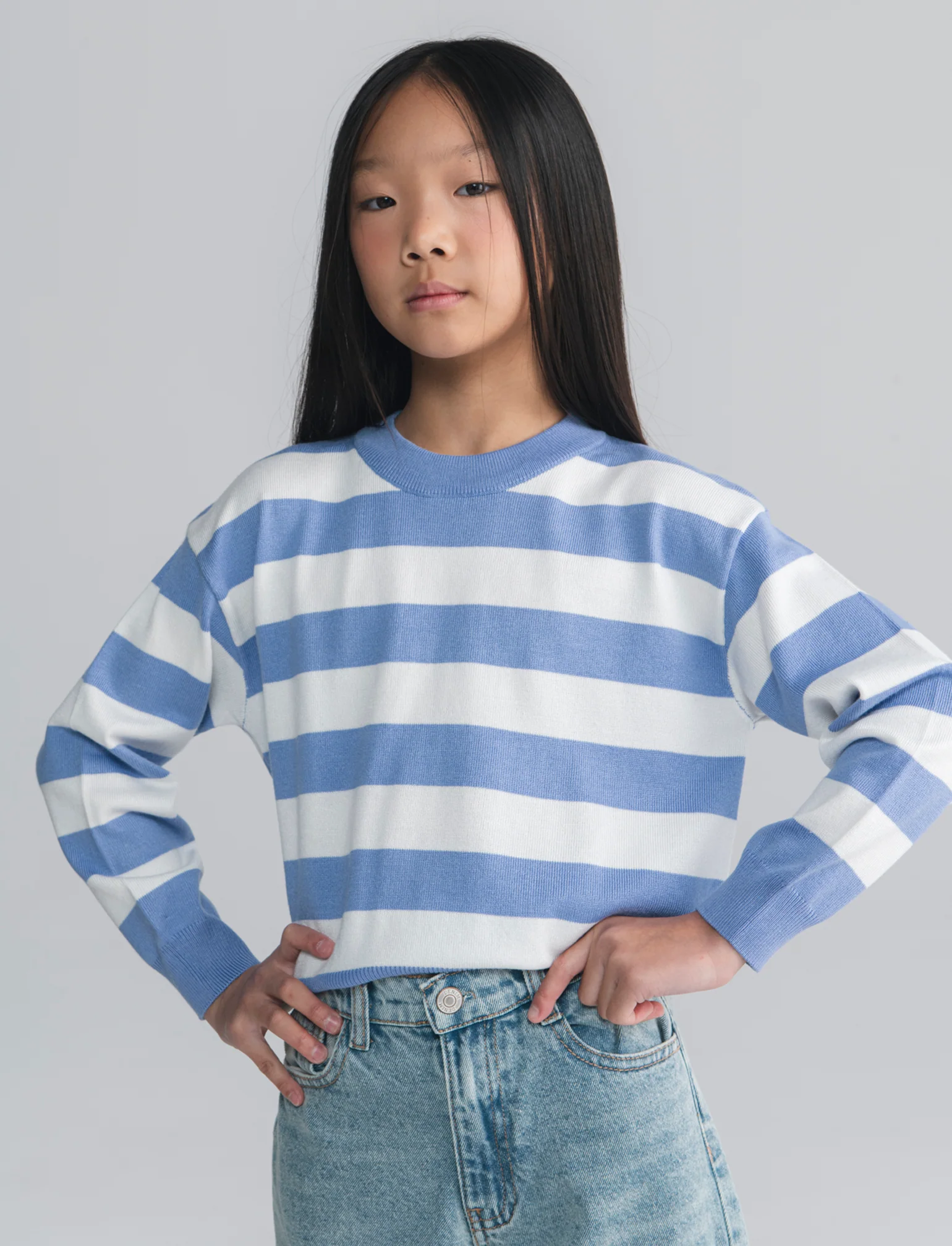 Maglia a righe bicolore per bambine - Azzurro - Image 4