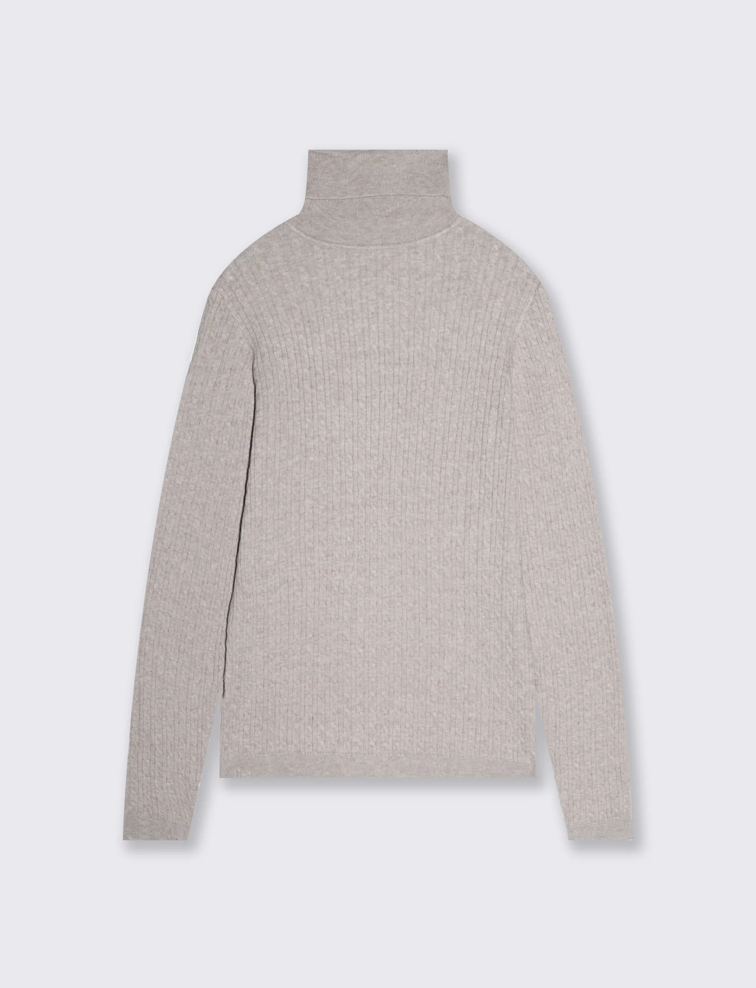 Maglia a trecce collo alto - Beige grano