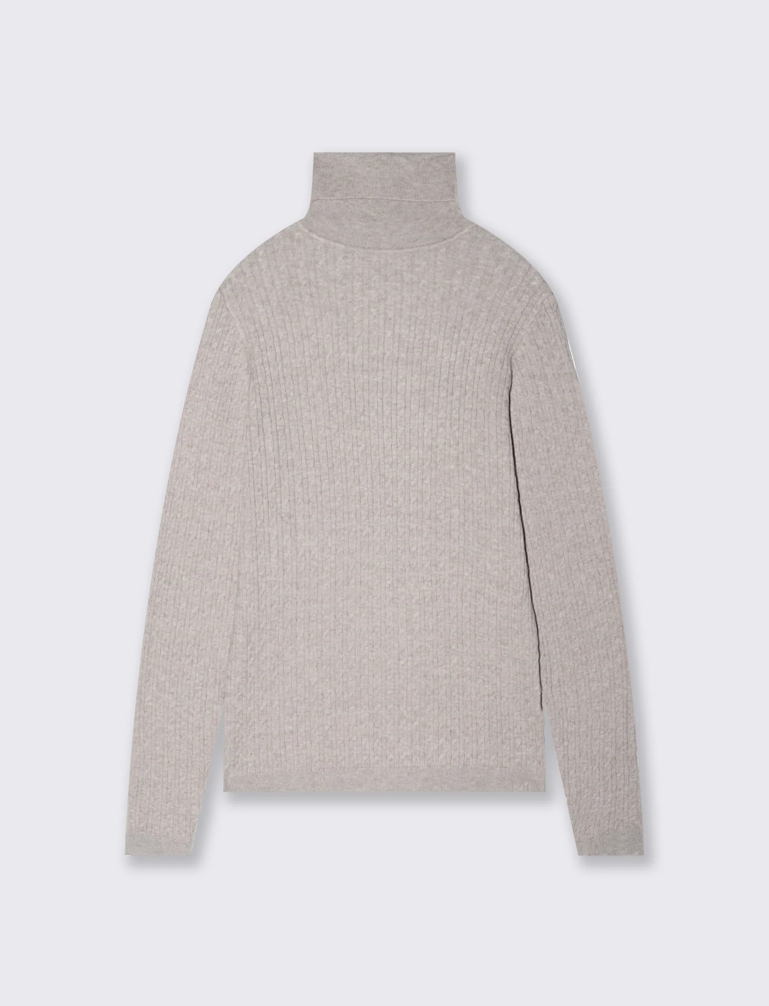 Maglia a trecce collo alto - Beige grano - Image 2