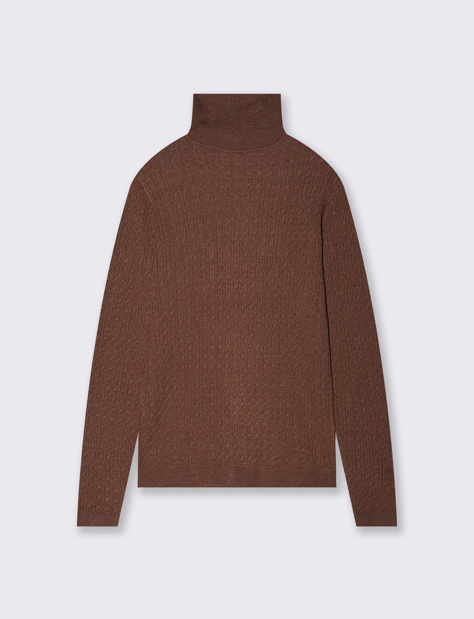 Maglia a trecce collo alto - Marrone tabacco - Image 2